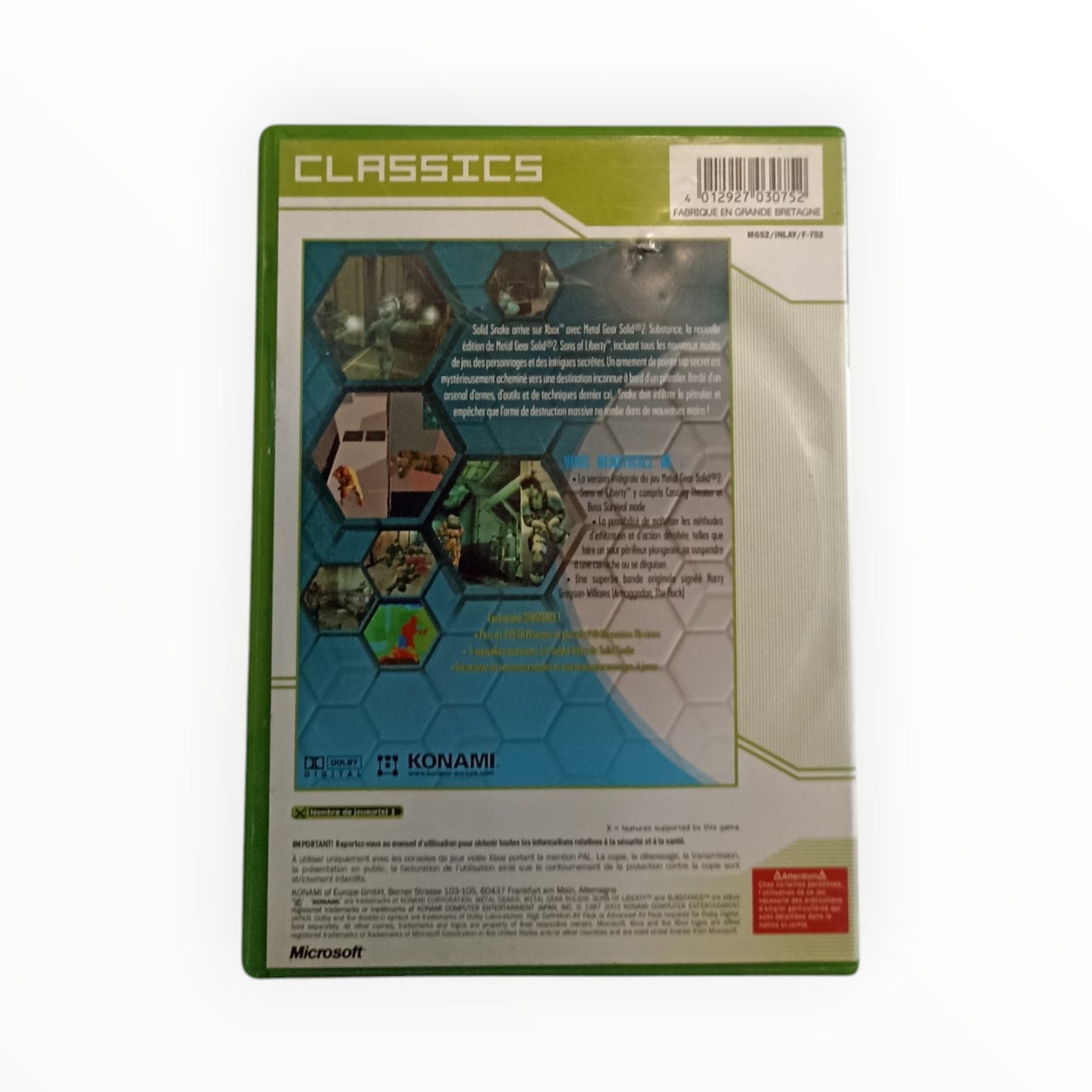 Metal Gear Solid 2 Substance Xbox