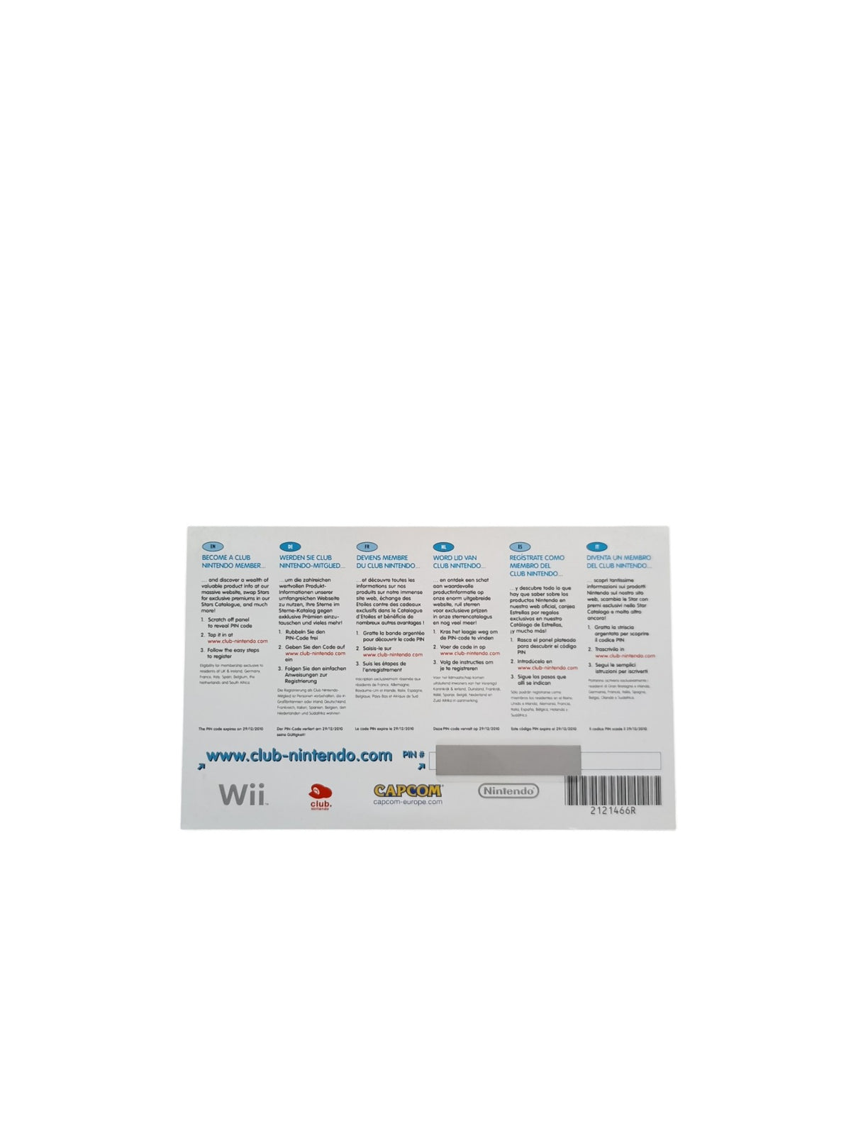 Carte VIP Resident Evil 4 Nintendo Wii