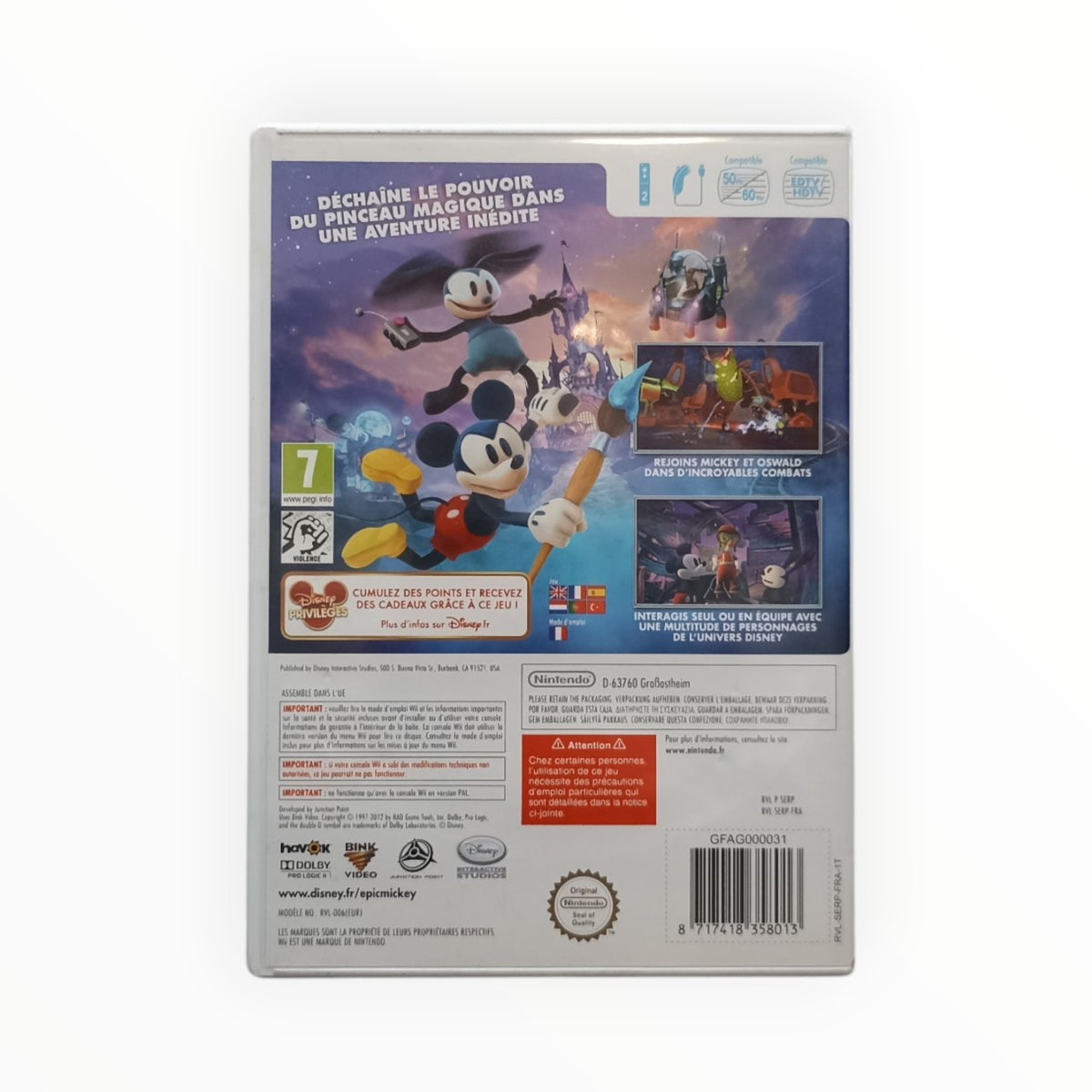 Disney Epic Mickey Le Retour des Héros Complet PAL Nintendo Wii (Wii)