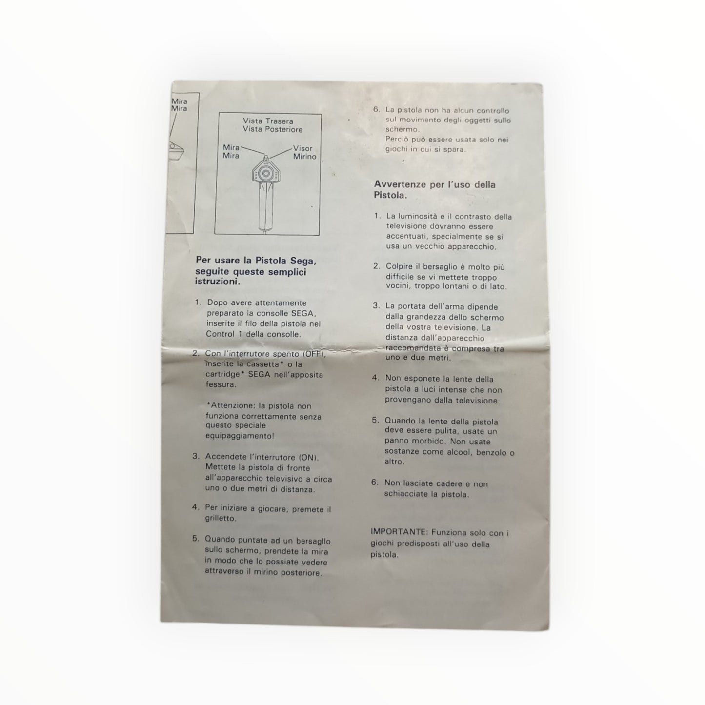 The Sega Light Phaser Notice Sega Master System