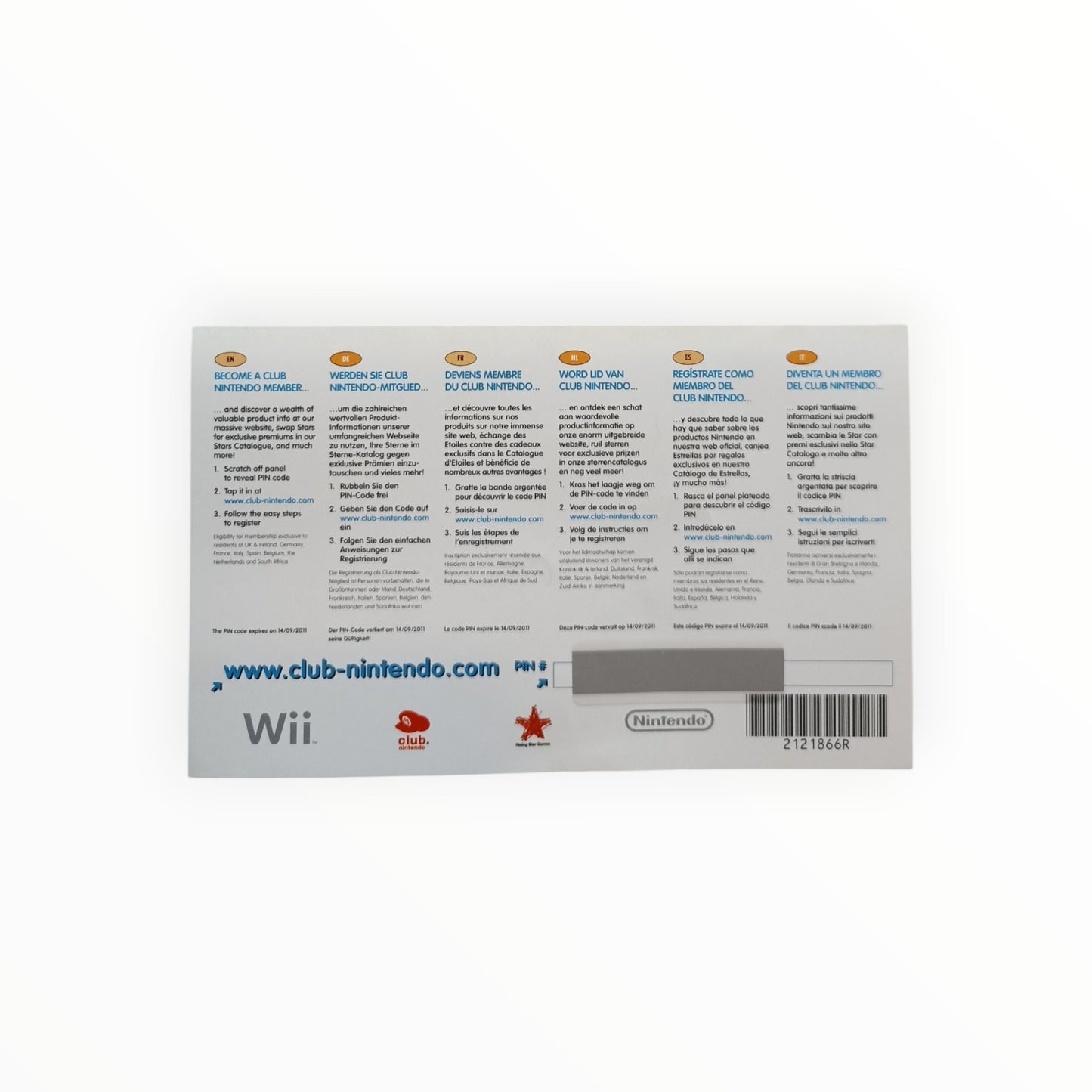 Carte VIP Harvest Moon Magical Melody Nintendo Wii PAL