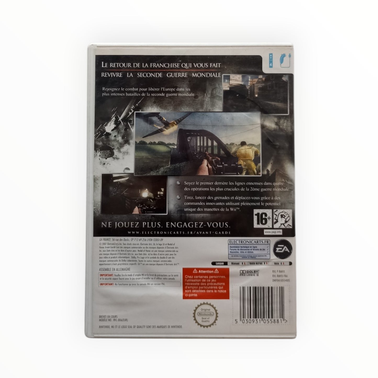 Medal of Honor Avant Garde Nintendo Wii PAL FRA complet