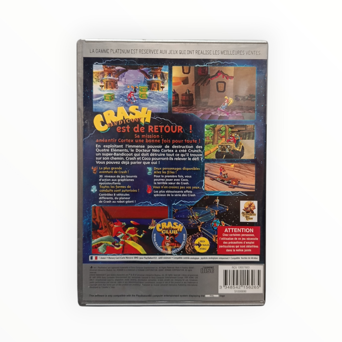 Crash Bandicoot La Vengeance de Cortex platinum Playstation 2 (PS2)