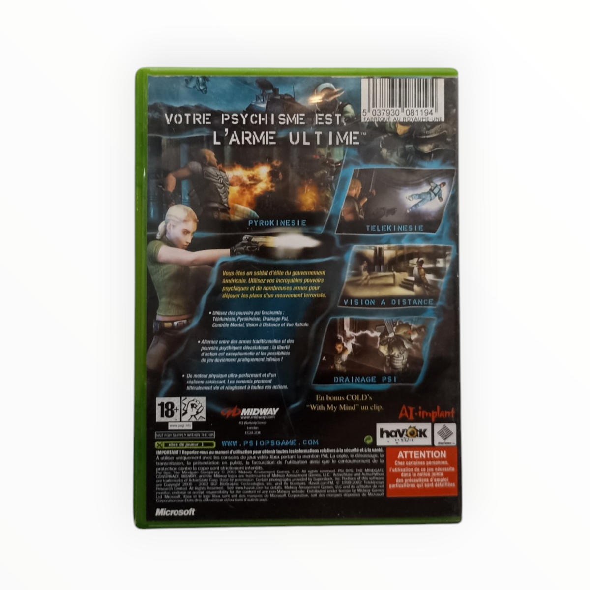 Psi-Ops The Mindgate Conspiracy Xbox FR Complet