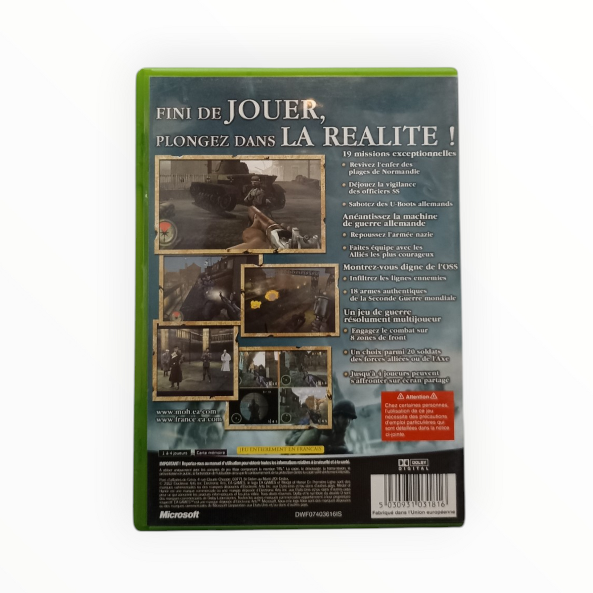 Medal of Honor En Première Ligne Xbox Complet FR