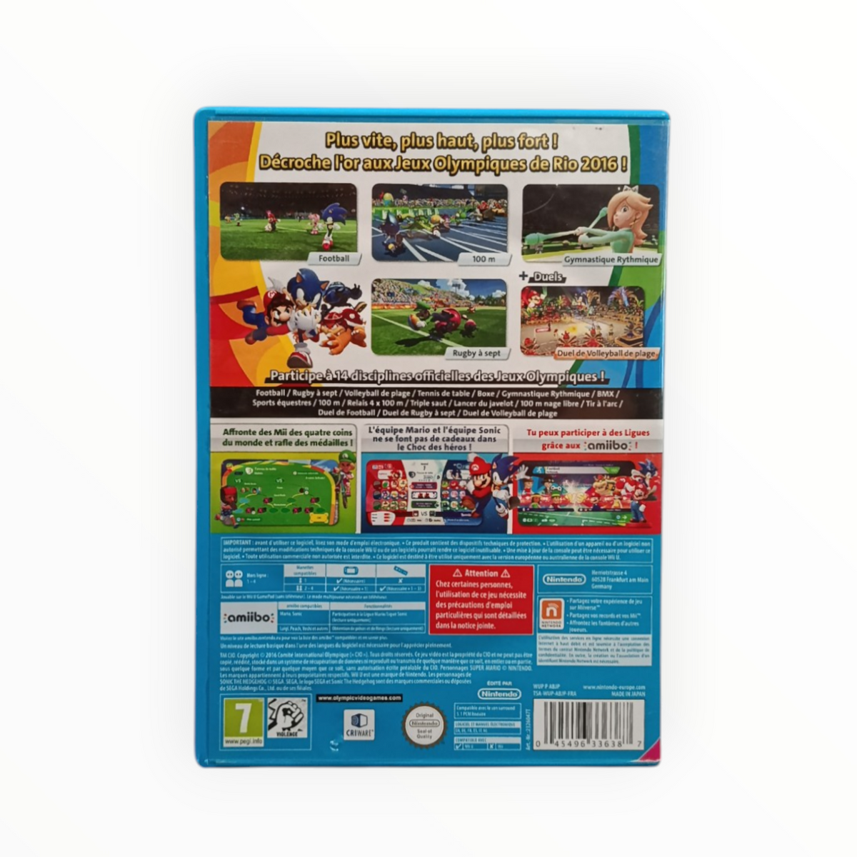 Mario & Sonic Jeux Olympiques Rio 2016 Wii U Complet Version FRA