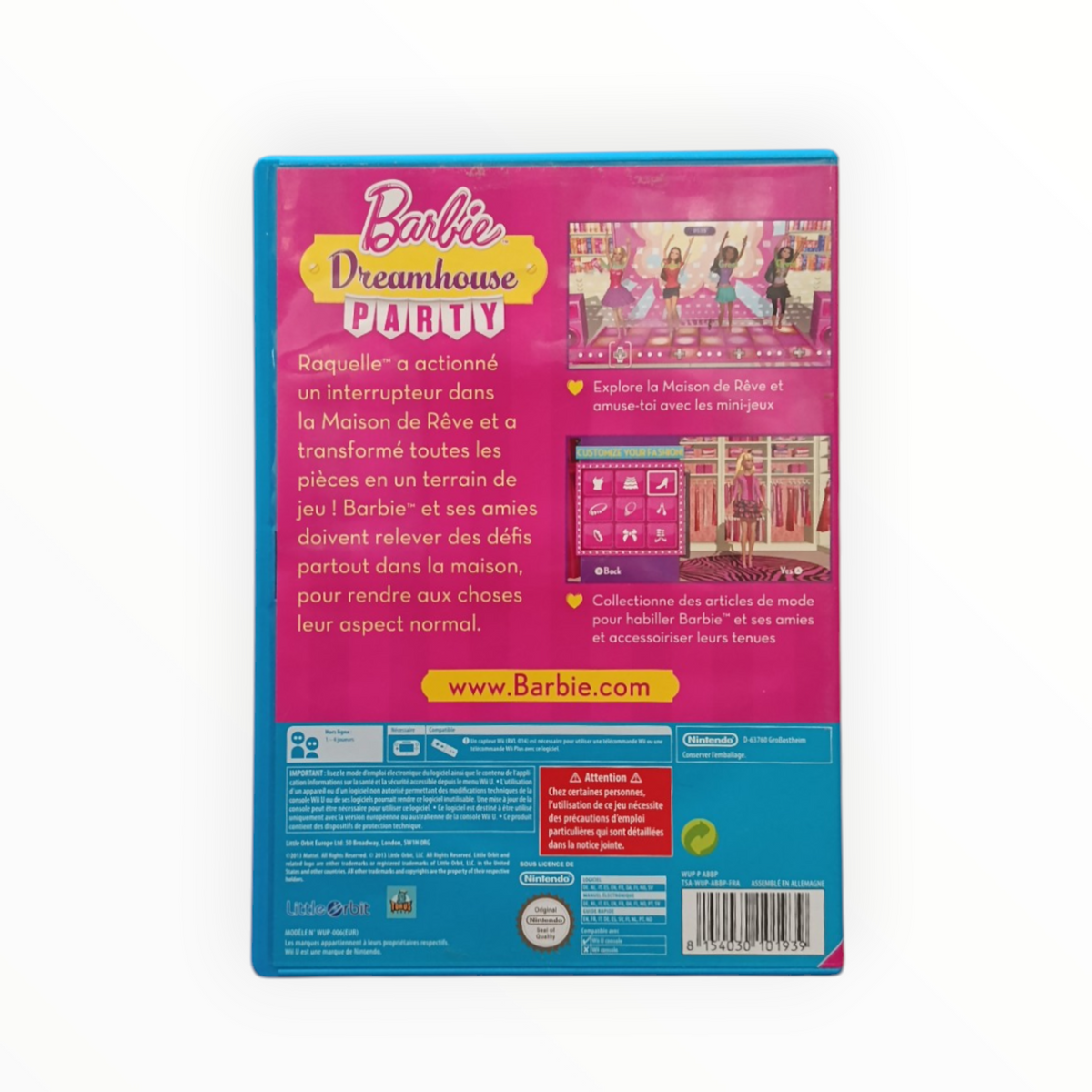 Barbie Dreamhouse Party Wii U Complet Version FRA