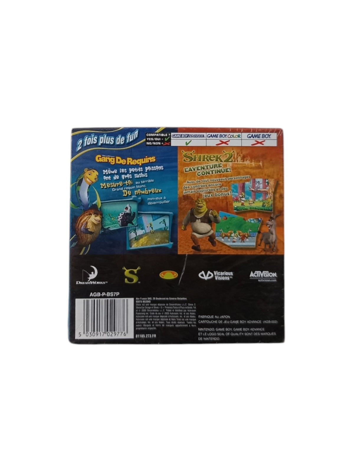 2 jeux en 1 Gang de requin et Shrek 2 Game Boy Advance (GBA) en boite complet Version FRA Neuf (reblister)