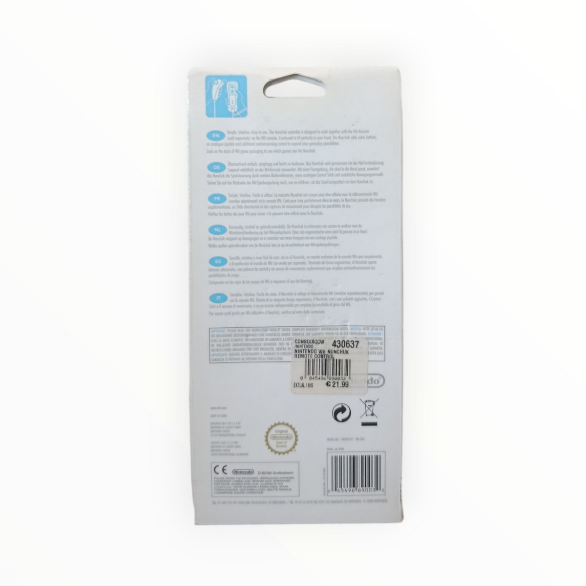 Nunchuk Nintendo Wii Neuf en boite d'origine