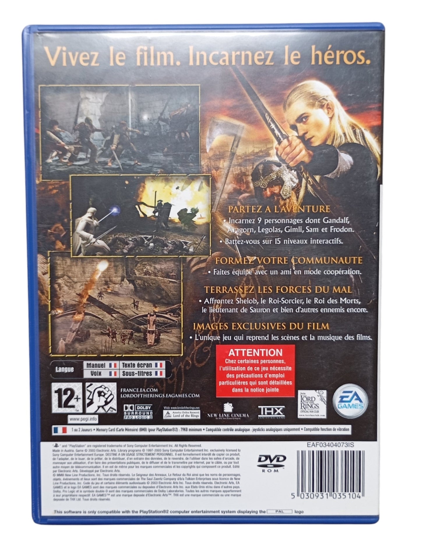 Collection Seigneur Des Anneaux Playstation 2 (PS2) - Masaru