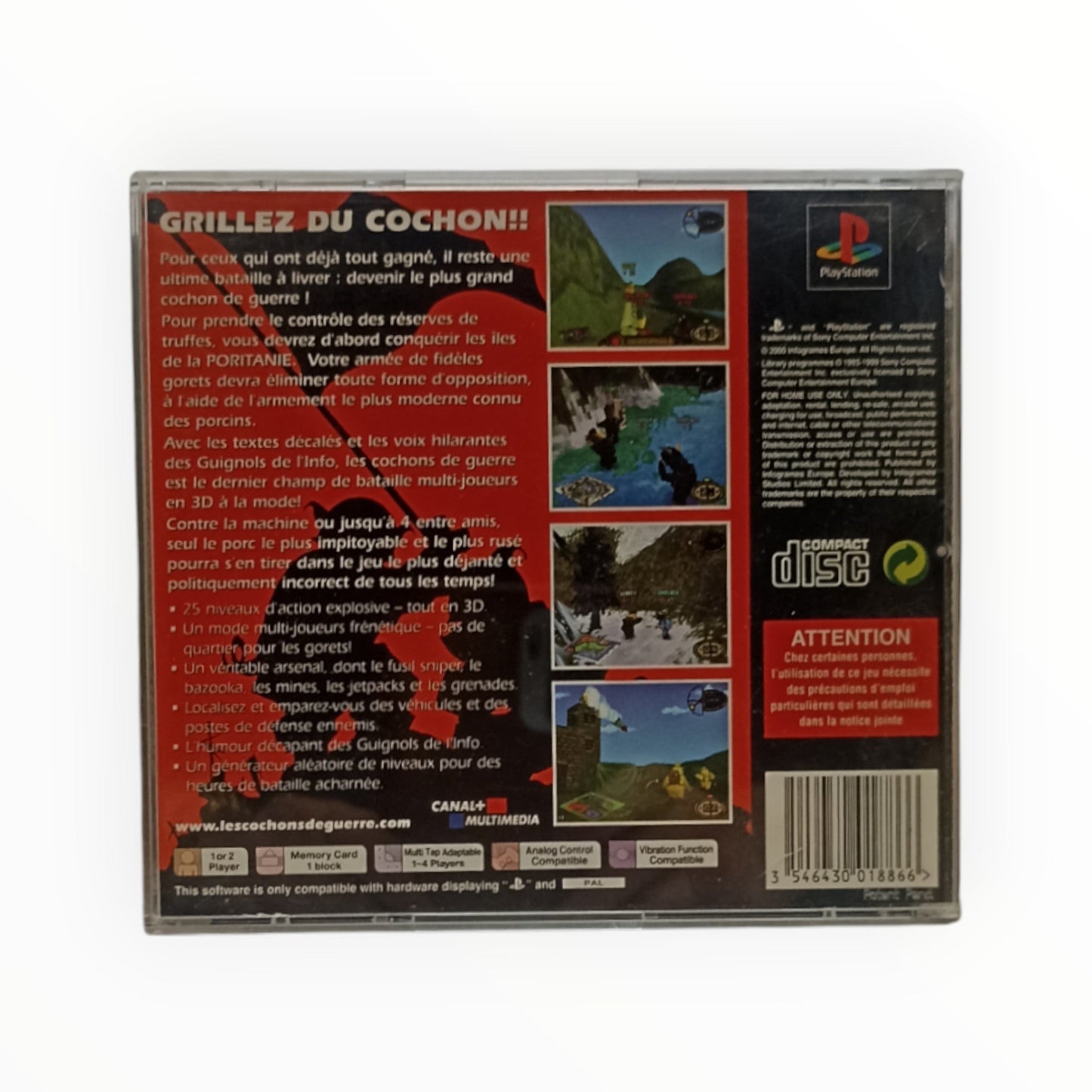 Les Cochons de Guerre (Hogs of War) – PlayStation 1 – Complet avec notice - Masaru