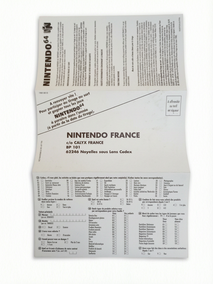 Carte postale tirage au sort Nintendo 64