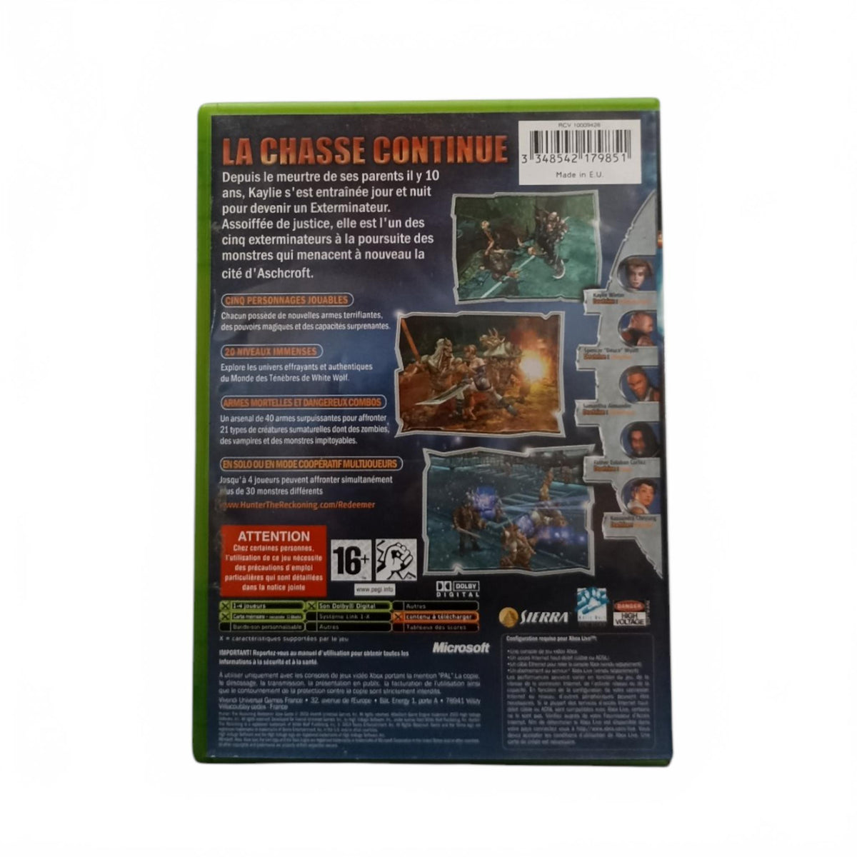 Hunter The Reckoning Redeemer Xbox Complet FR