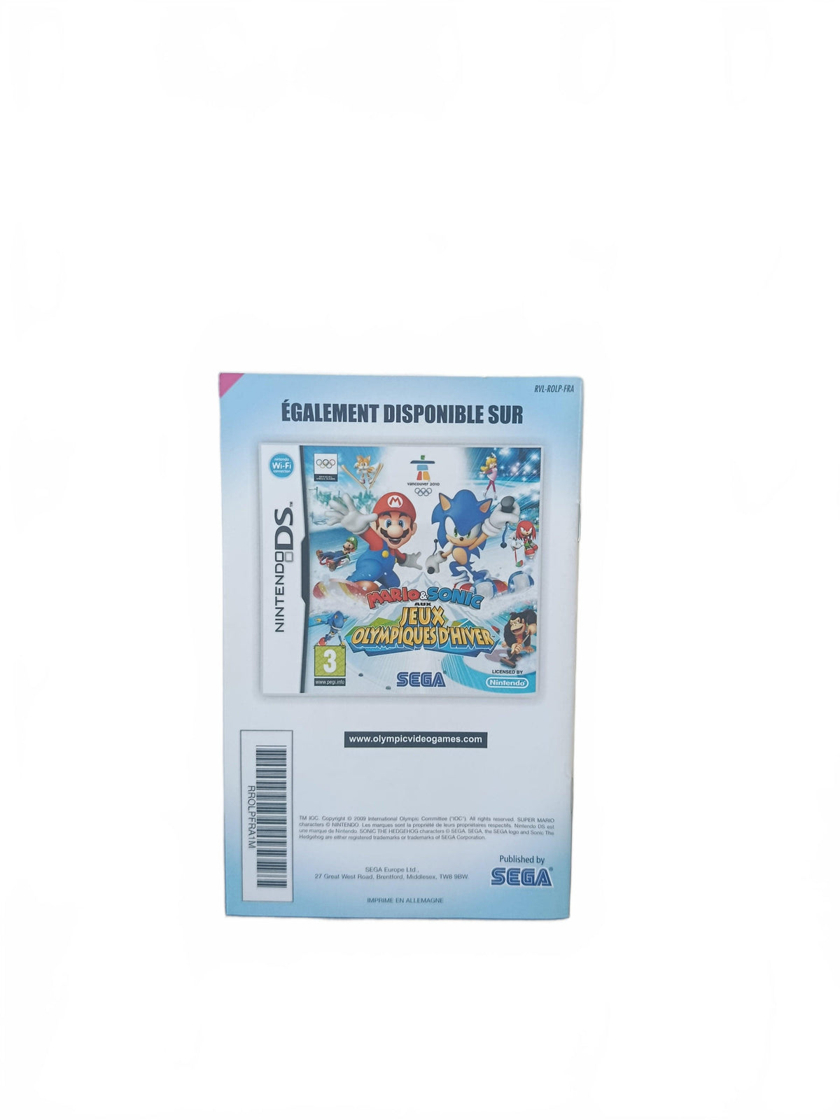Notice Mario & Sonic aux Jeux Olympiques d’Hiver Wii Notice seule Version FRA