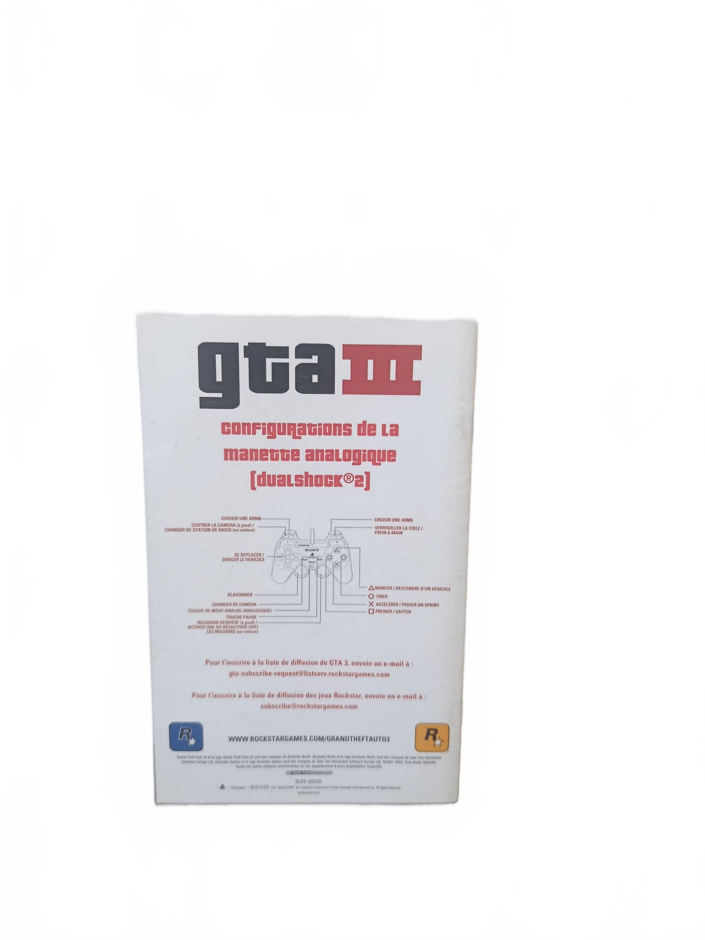 Notice Grand Theft Auto III Playstation 2 Notice seule Version FRA