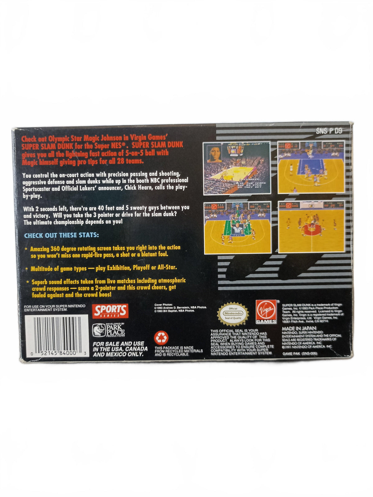 Super Slam Dunk Super Nintendo Version NTSC