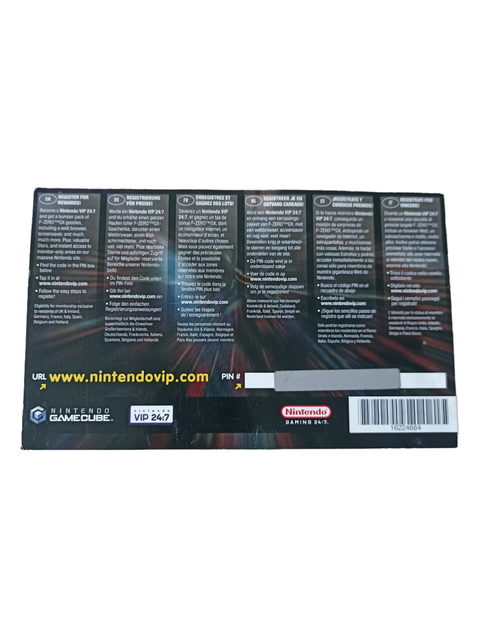 Carte VIP F-Zero GX GameCube