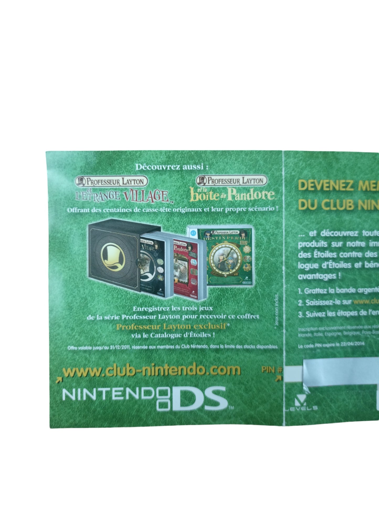 Carte VIP Professeur Layton Nintendo DS