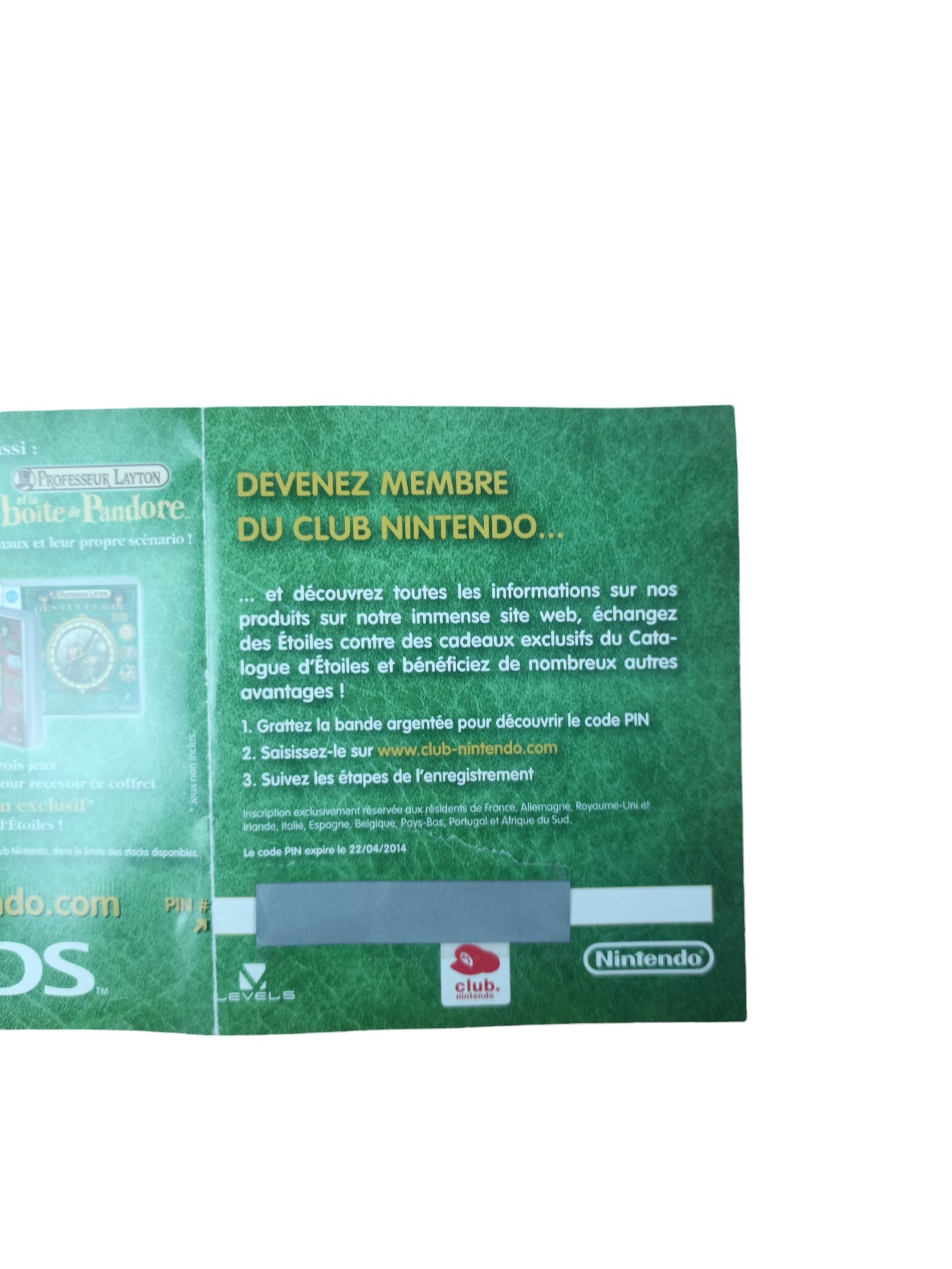 Carte VIP Professeur Layton Nintendo DS