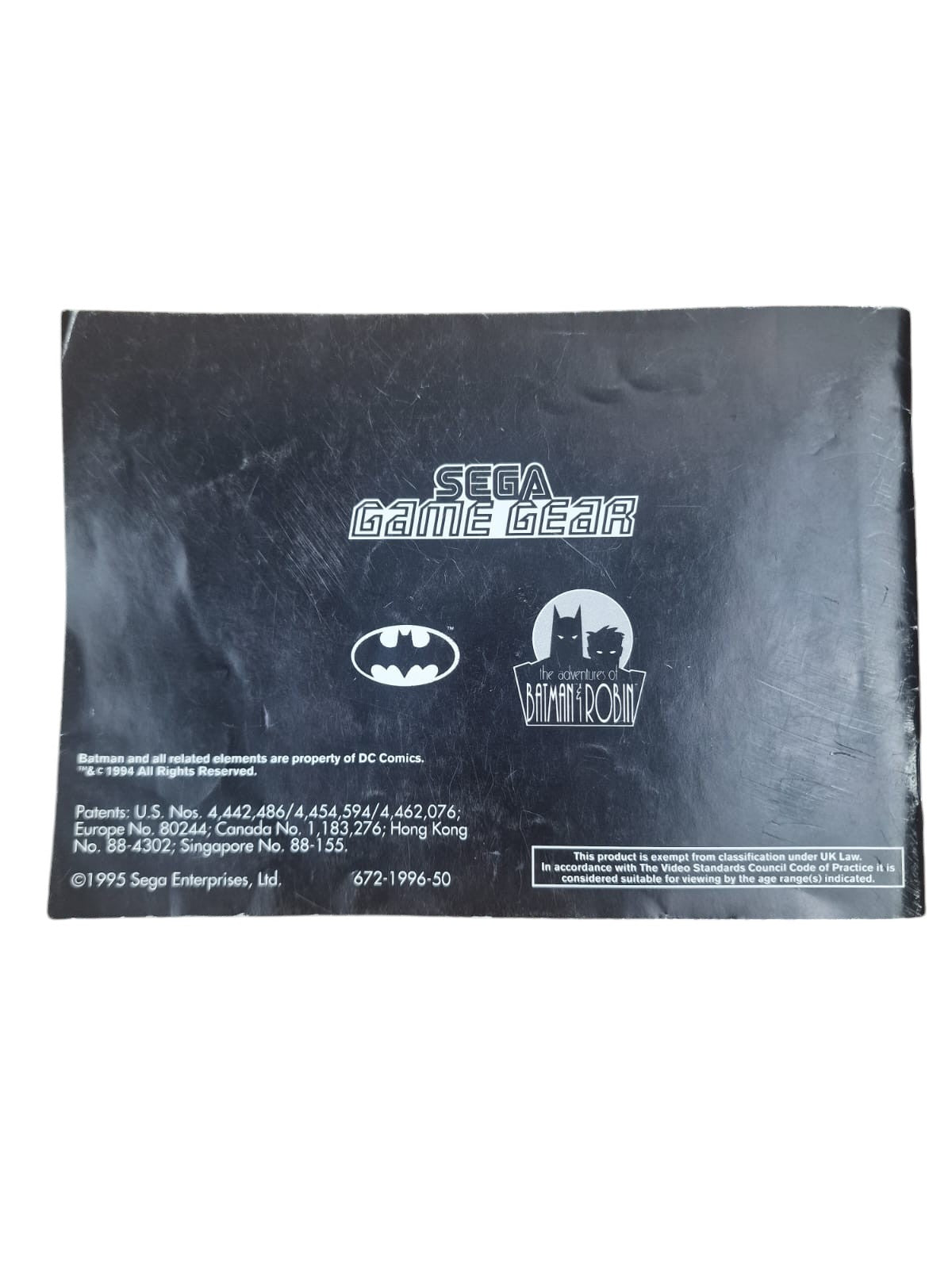 Notice Batman L'aventure de Batman & Robin Game Gear