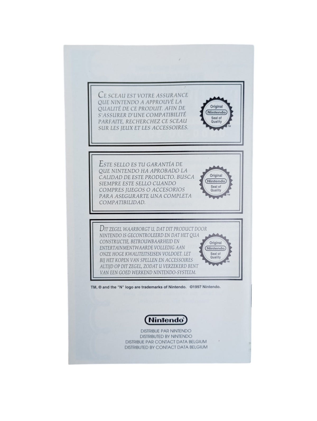 Notice Rumble pack Nintendo 64