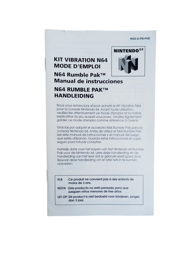 Notice Rumble pack Nintendo 64