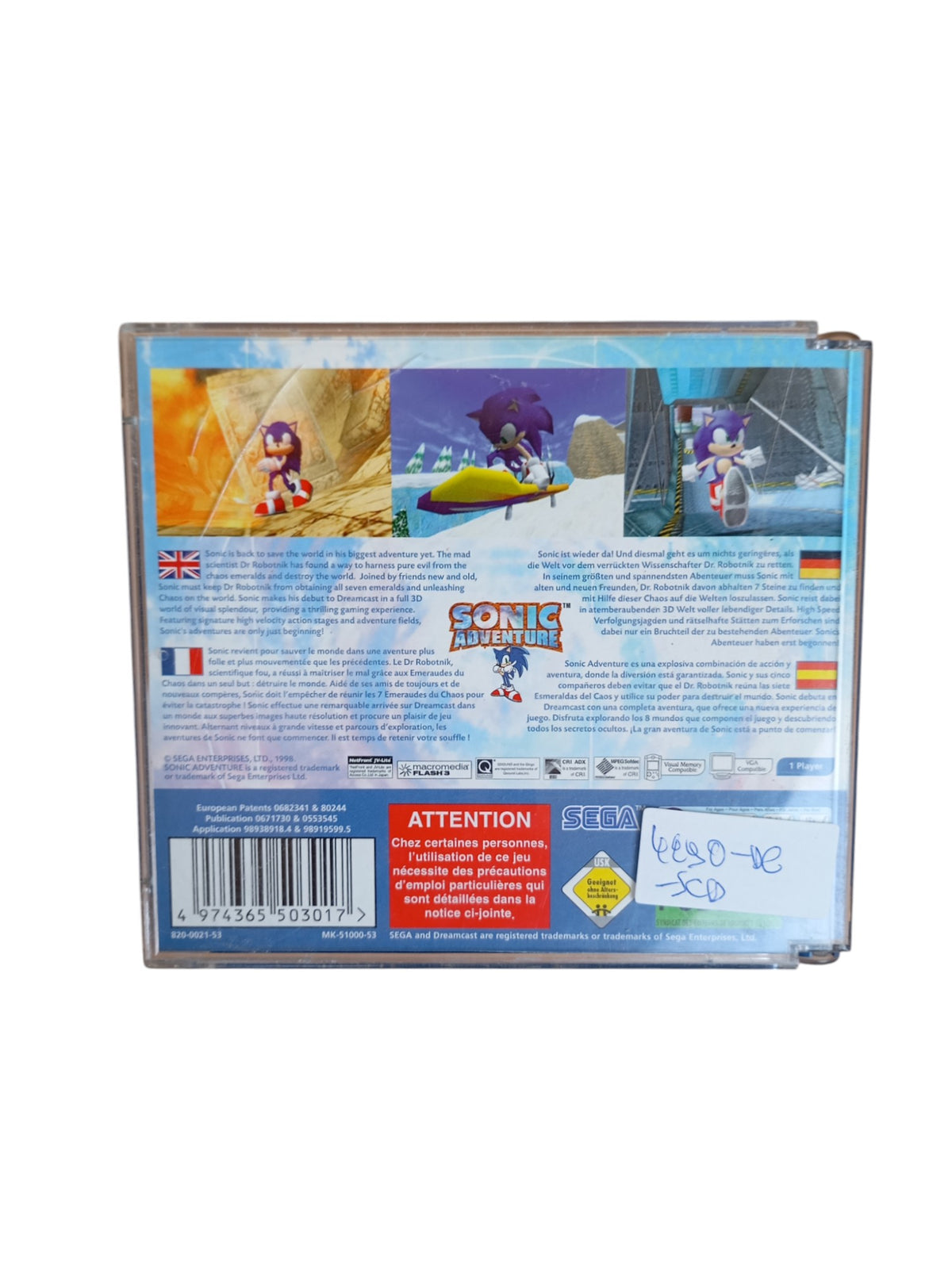 Sonic Adventure Dreamcast (Boite + Notice)
