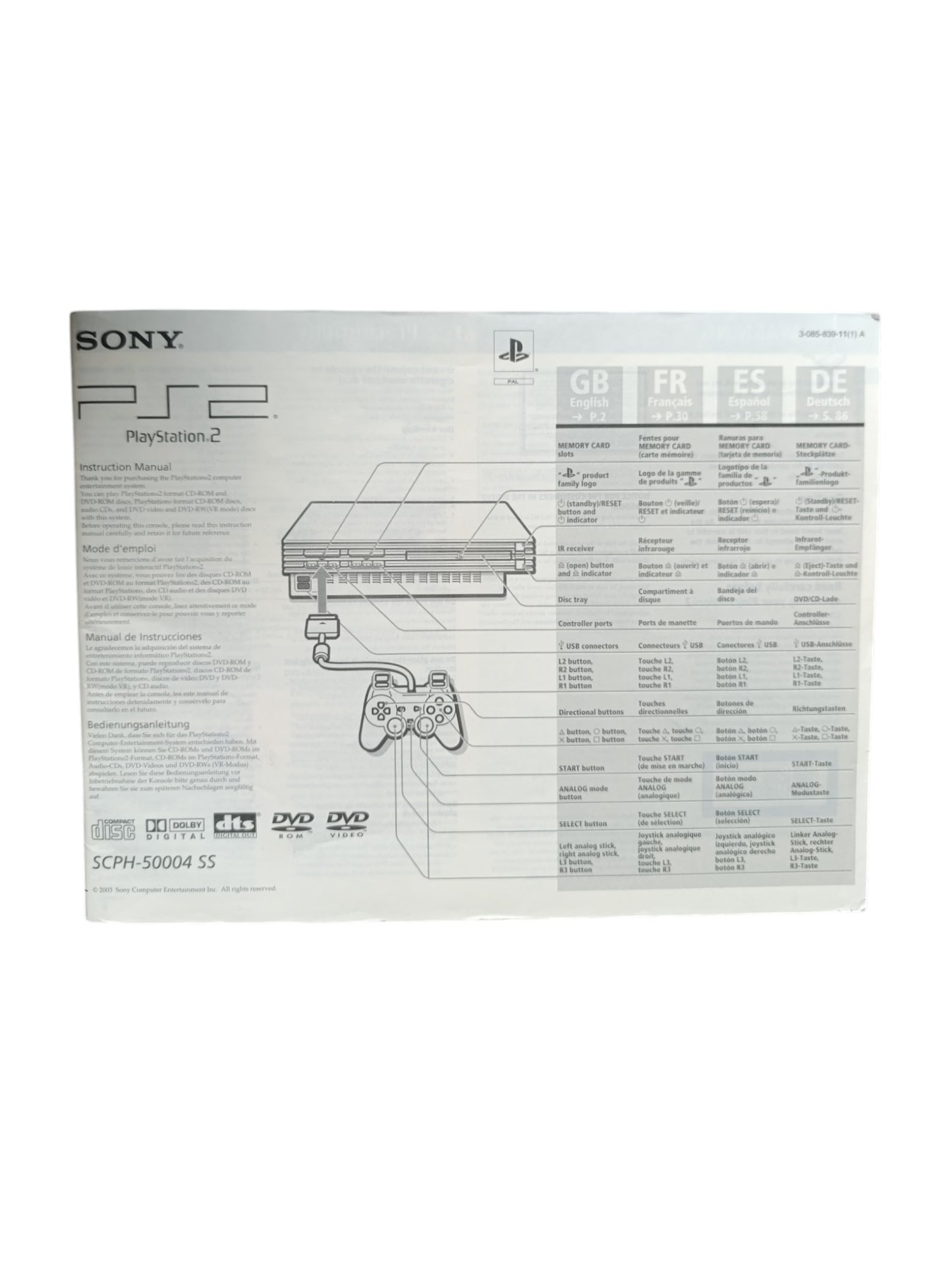 Console Sony PlayStation 2 – SCPH-30004 (complet, version française)