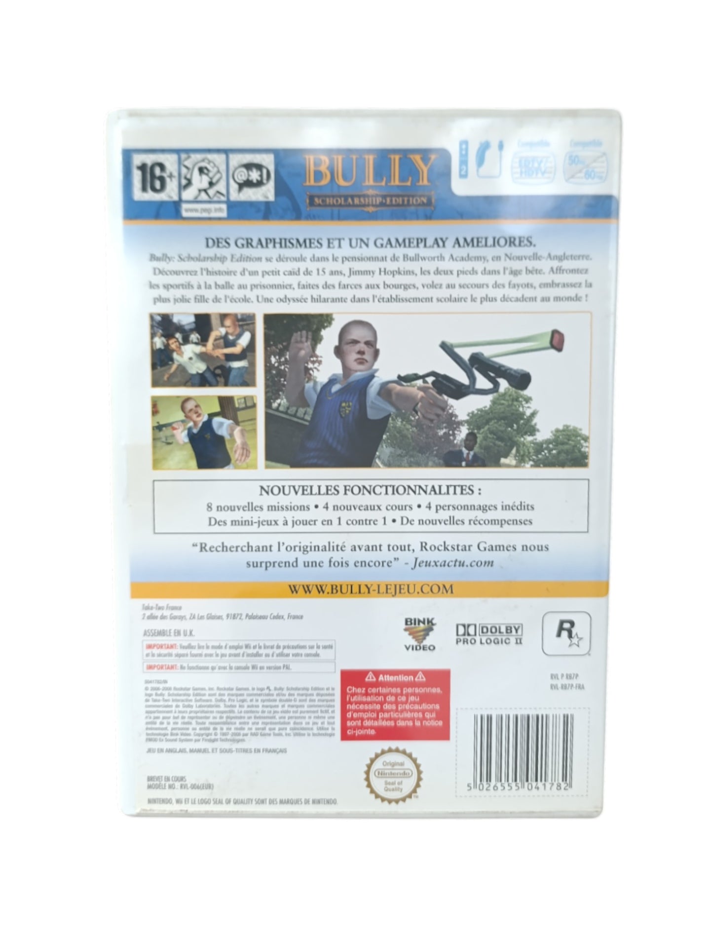 Bully: Scholarship Edition – Nintendo Wii (complet en boîte avec notice)