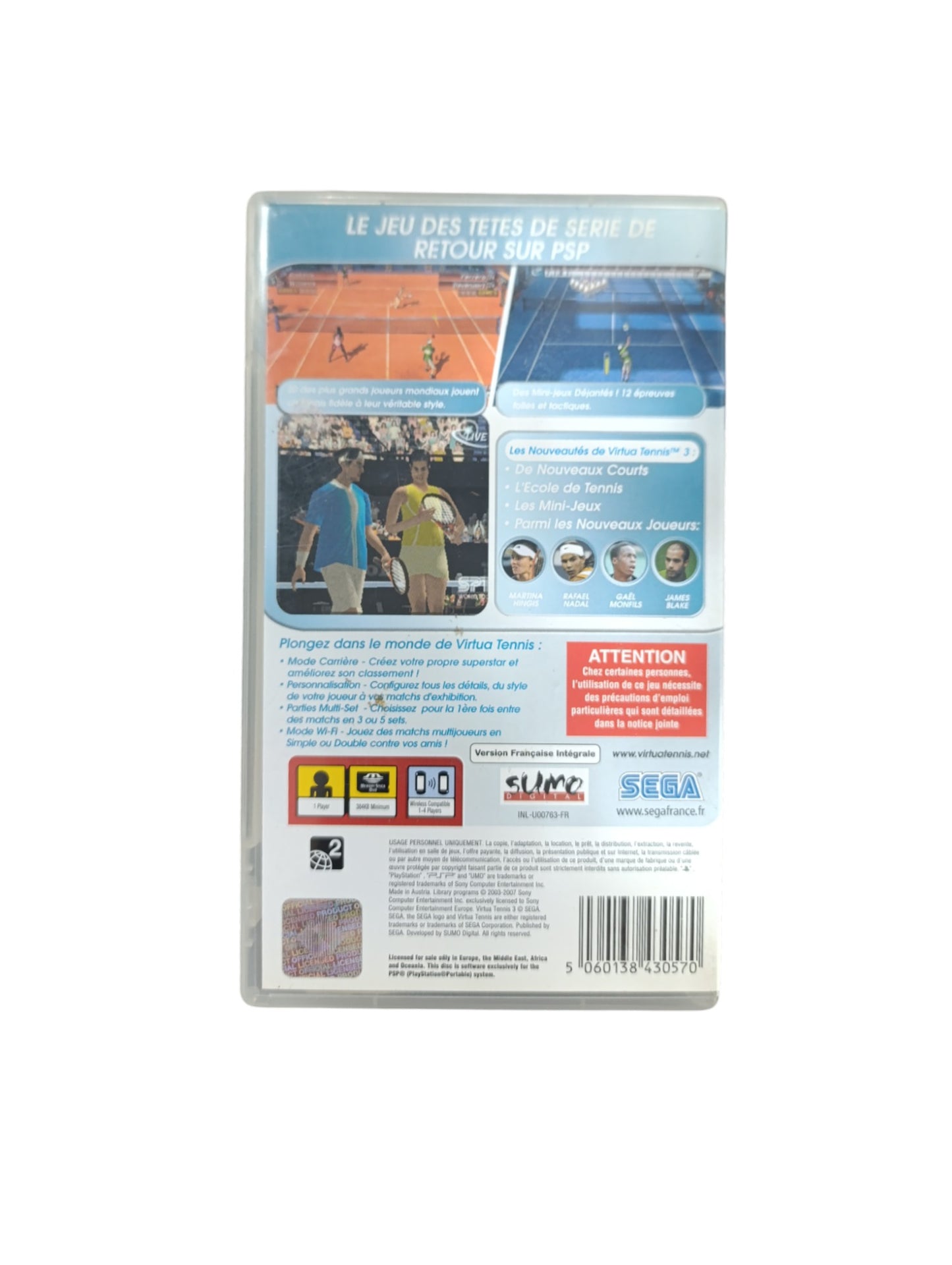 Virtua Tennis 3 – Playstation Portable (Complet)