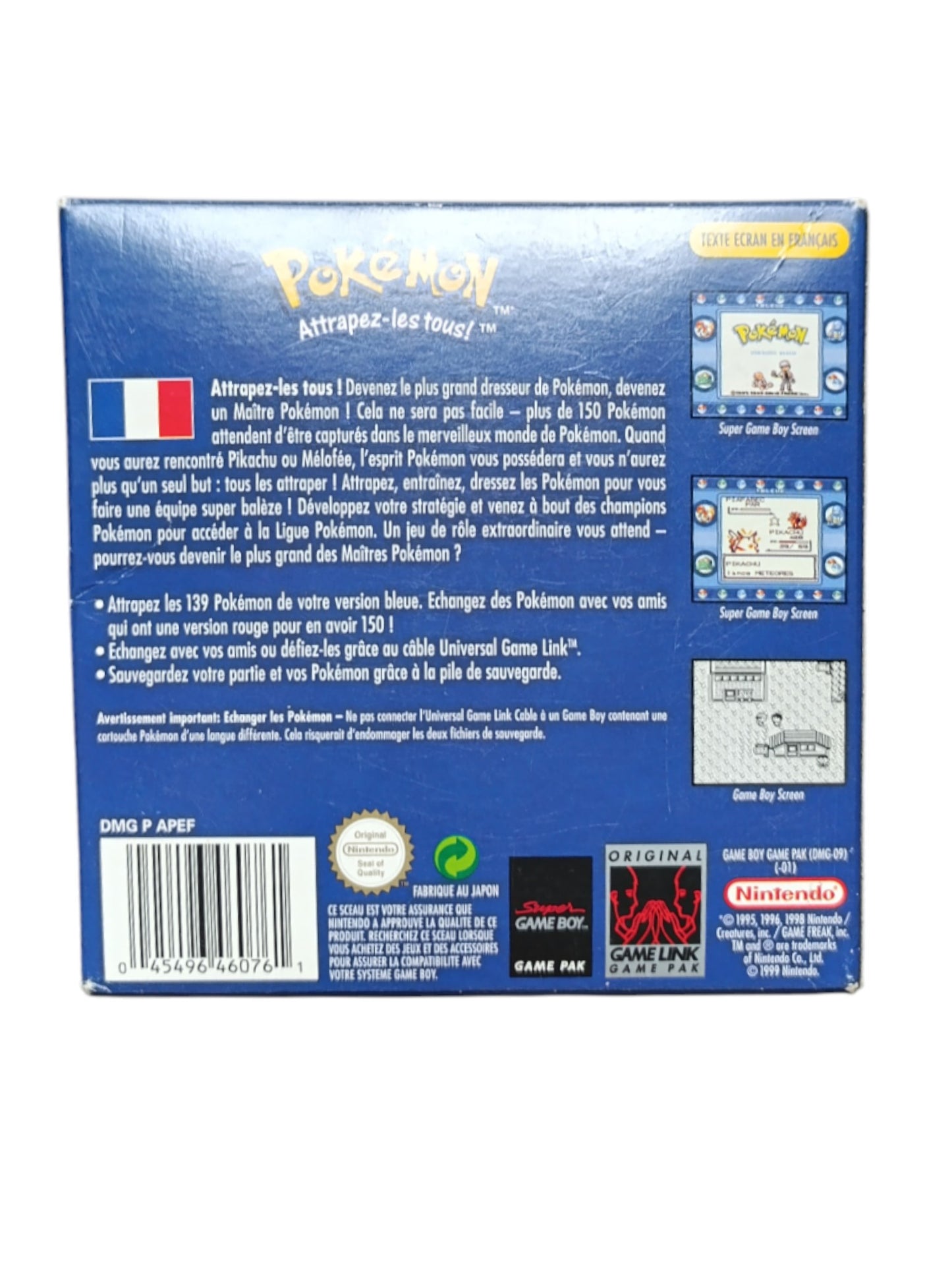 Pokémon Bleu Game Boy (GB) en boîte
