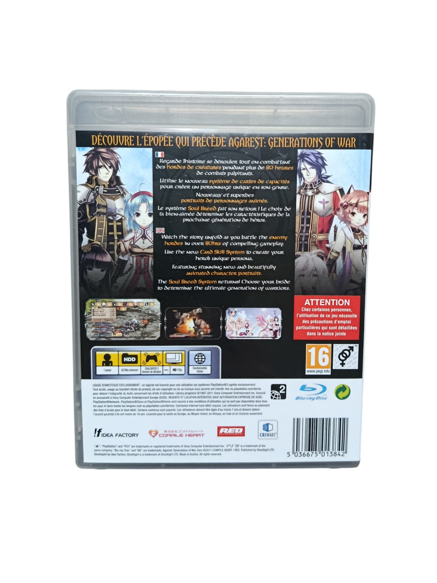 Agarest generation Of War Zero  PlayStation 3 (PS3)