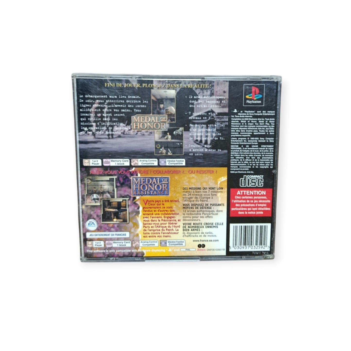 Medal of Honor – Lot 2 Jeux – PlayStation 1 (PS1)