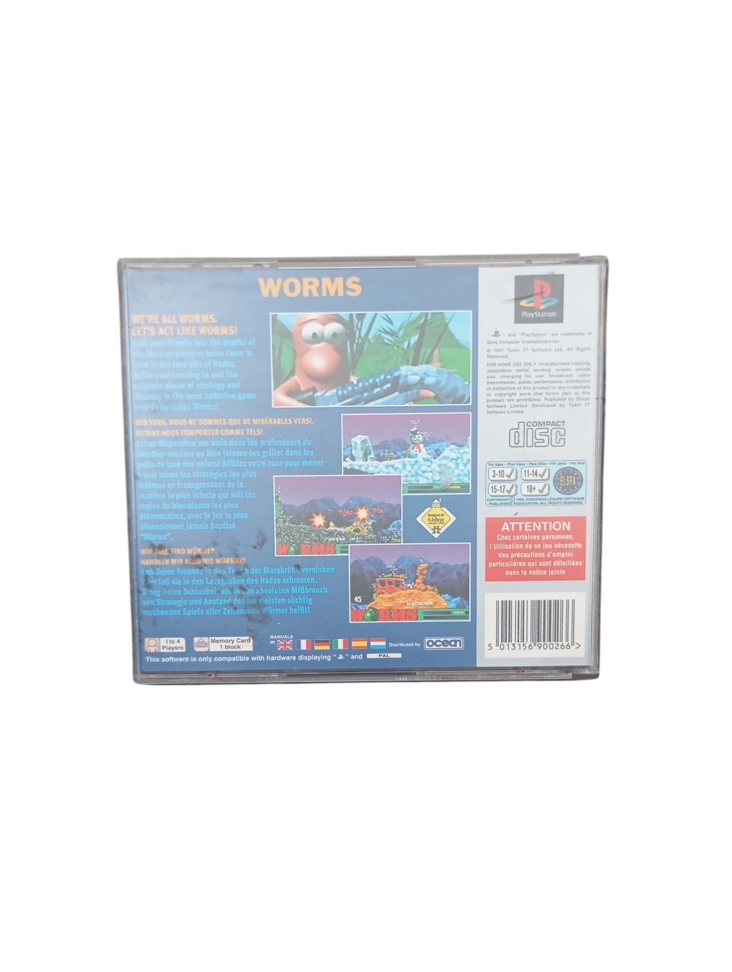 Worms PlayStation 1 (PS1) Version Platinum