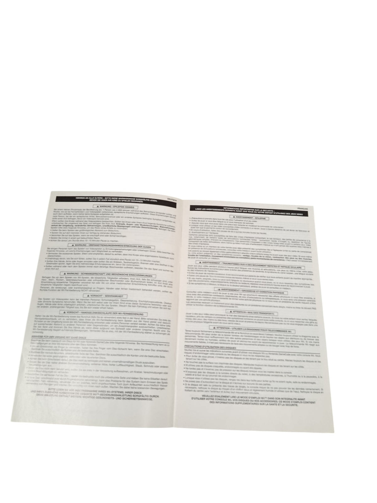 Manuel d'utilisation Jeu Nintendo Wii  (RVL-EUR) Version Française