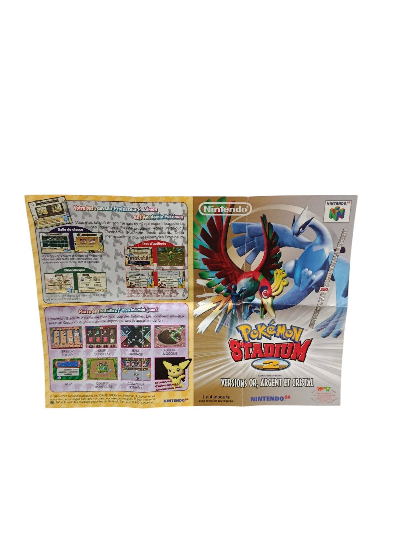 Dépliant du Jeu Pokémon Stadium 2 Nintendo 64 Version FRA