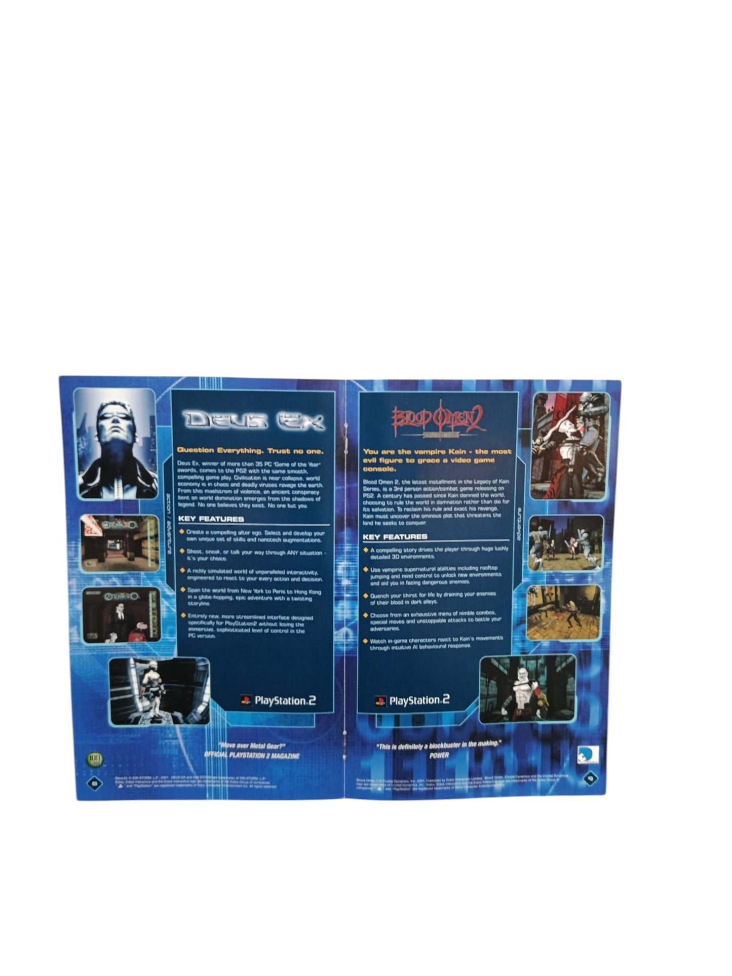 Dépliant de Jeu Eidos Playstation 2 (PS2)