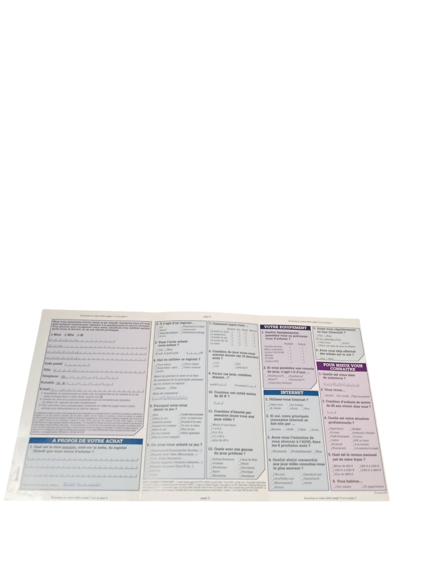 Carte de Garantie Ubisoft Présent dans certains jeux Playstation 2 (PS2)