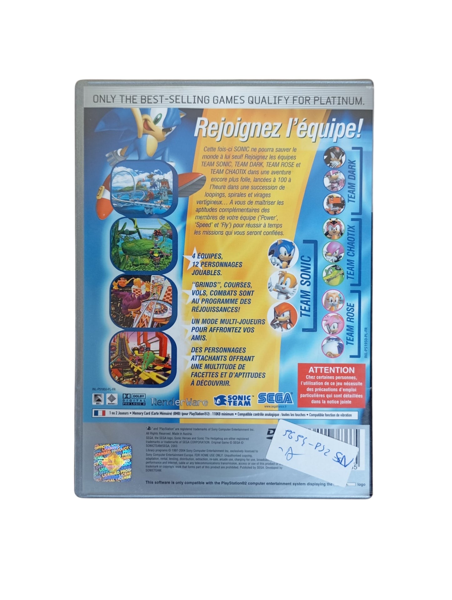 Sonic Heroes Playstation 2 Version Platinum (PS2)