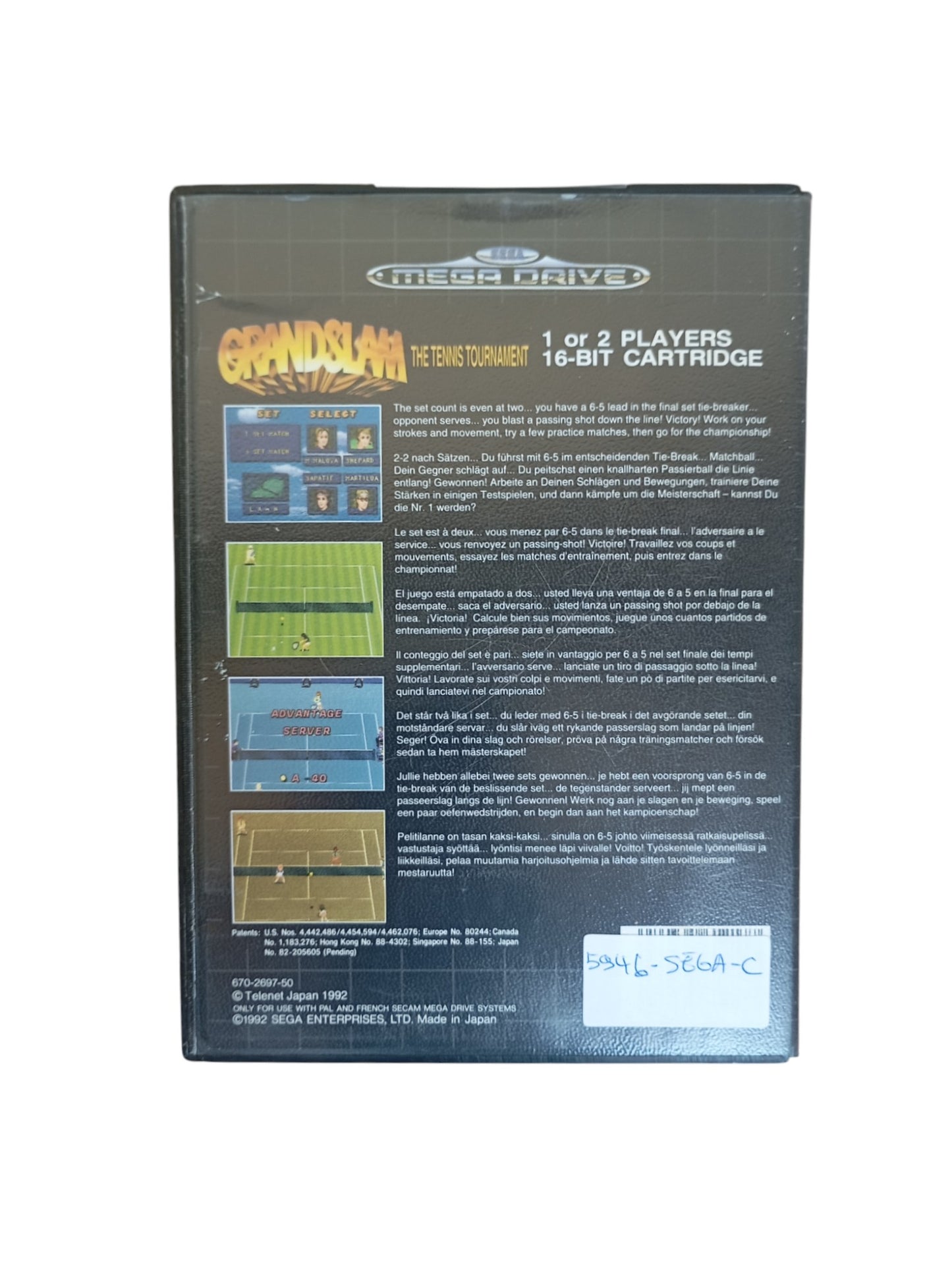 Grand Slam : The Tennis Tournament Megadrive