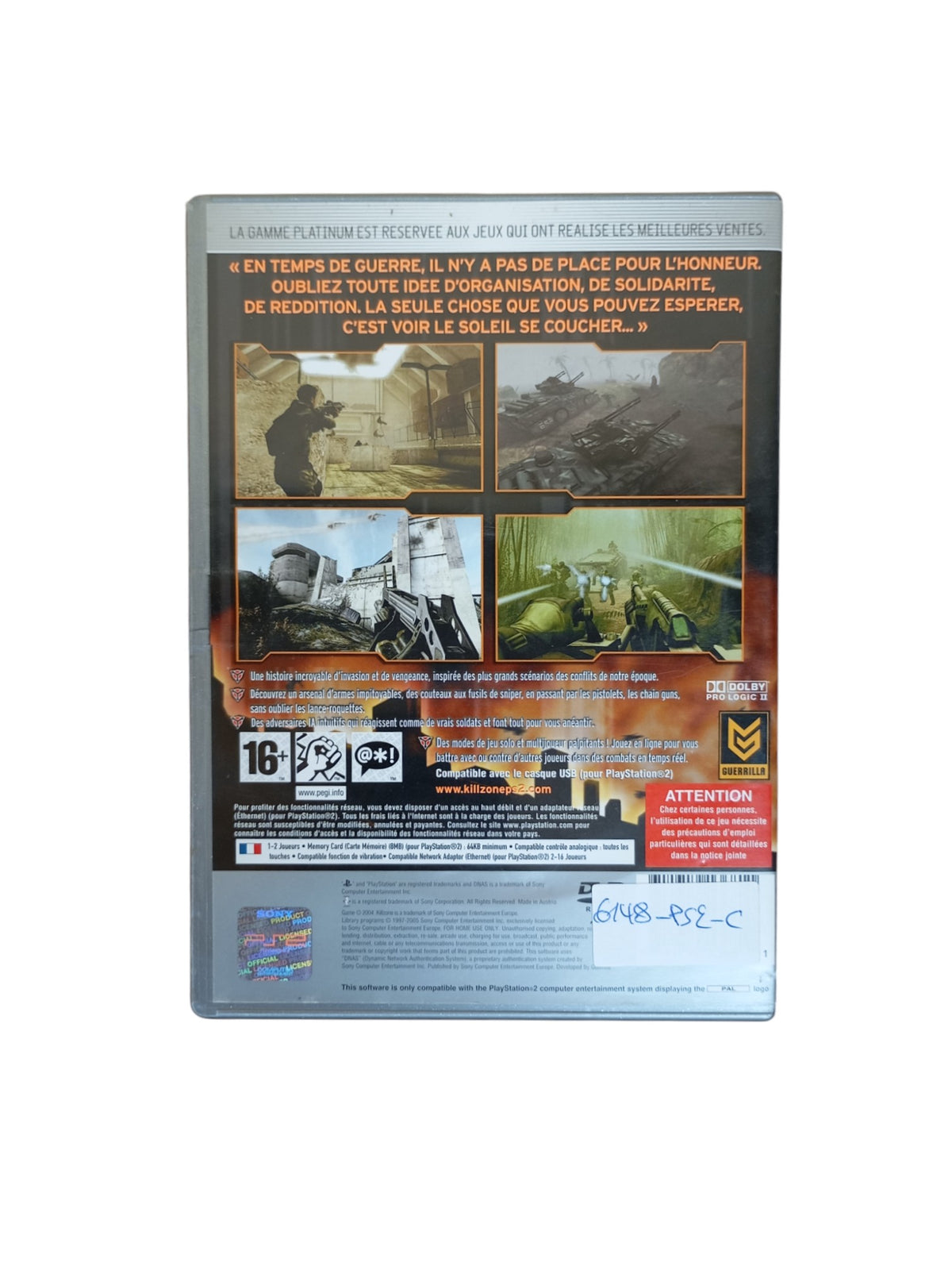 Killzone Version Platinum Playstation 2 (PS2)