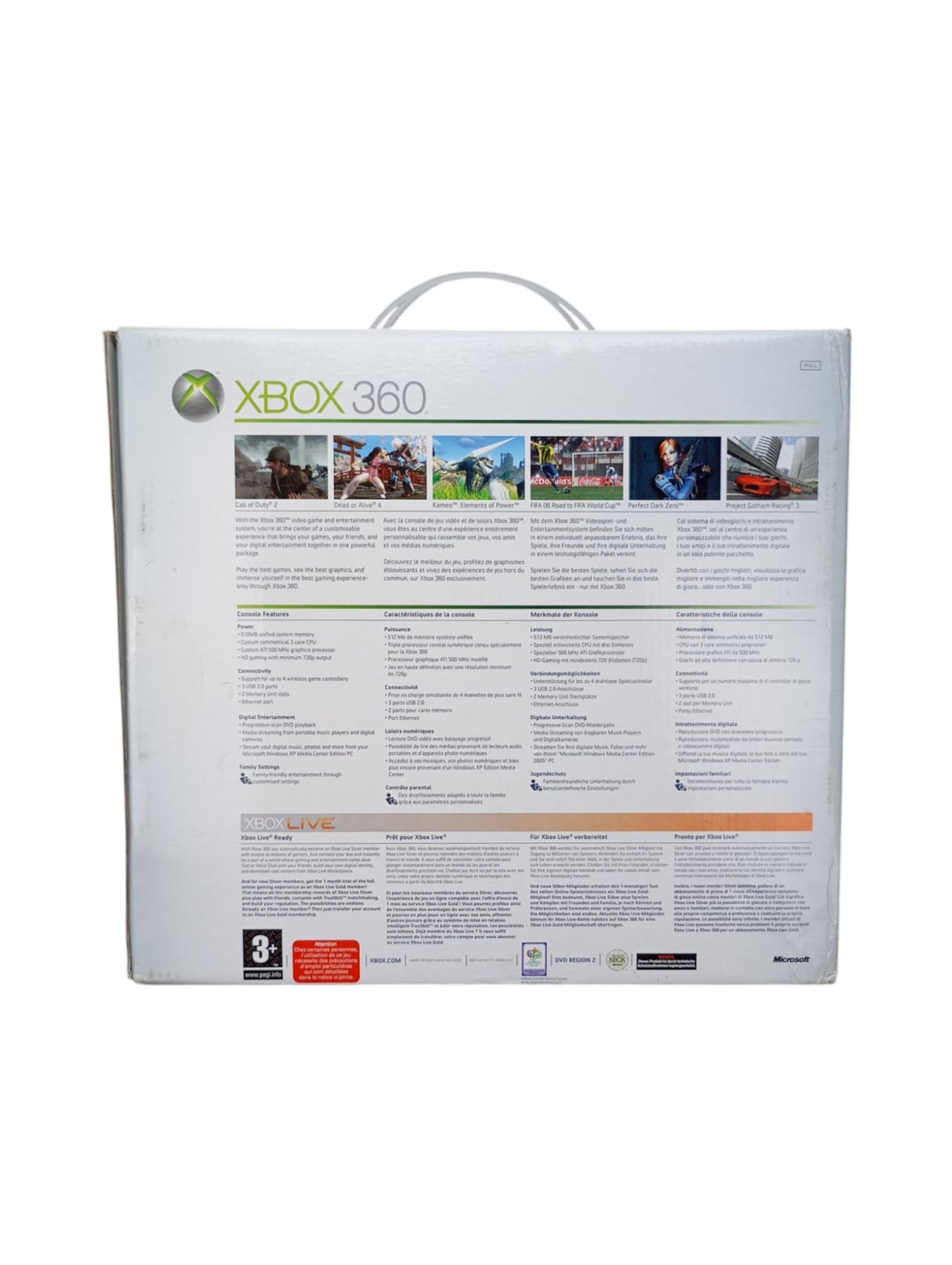 Console Xbox 360 en boîte