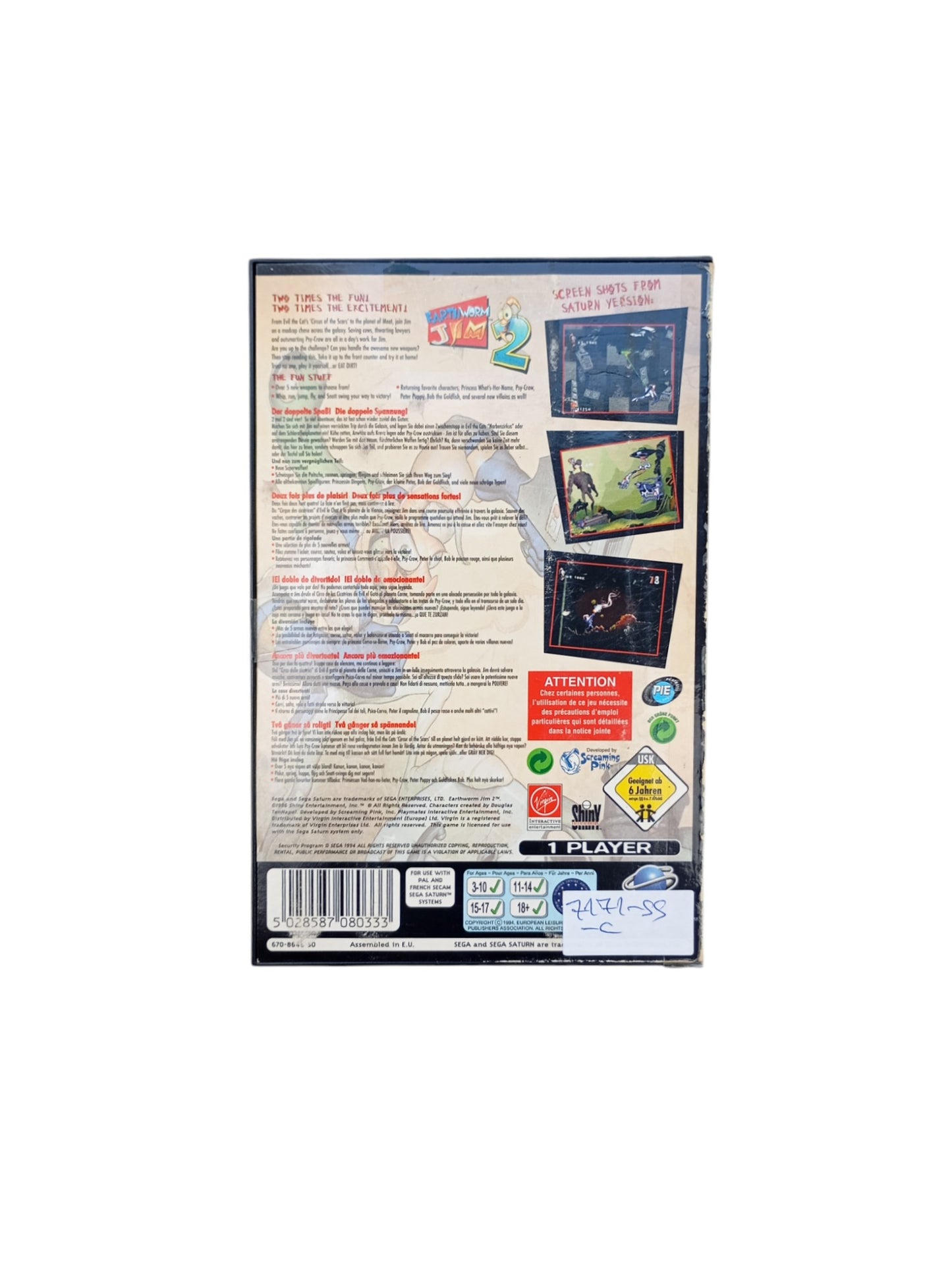 Earthworm Jim 2 Sega Saturn