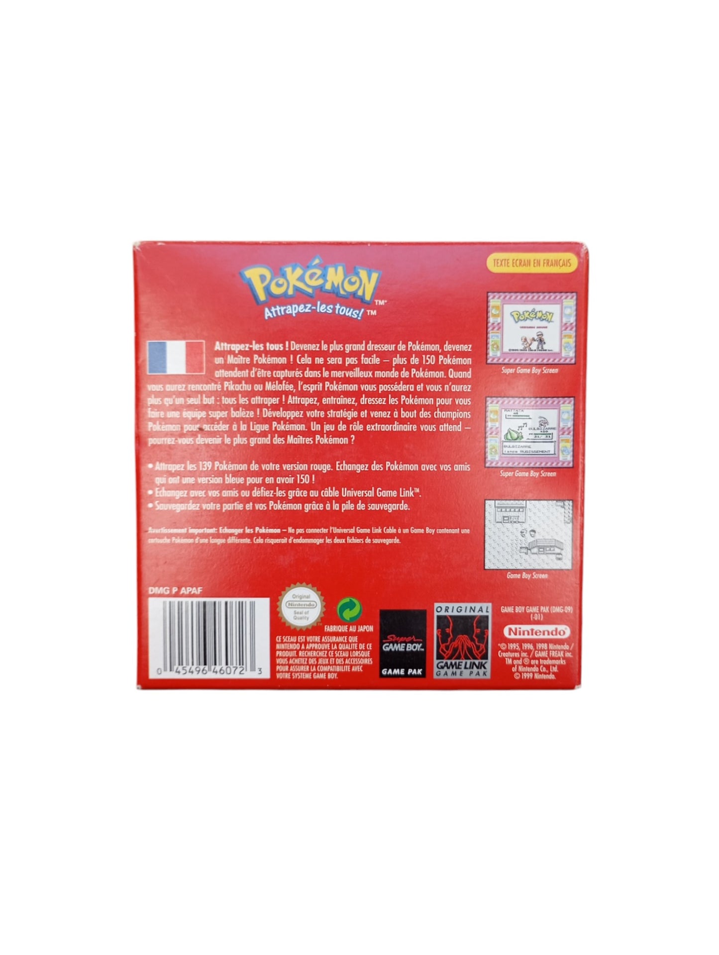 Pokémon Rouge Game Boy (GB) en boîte