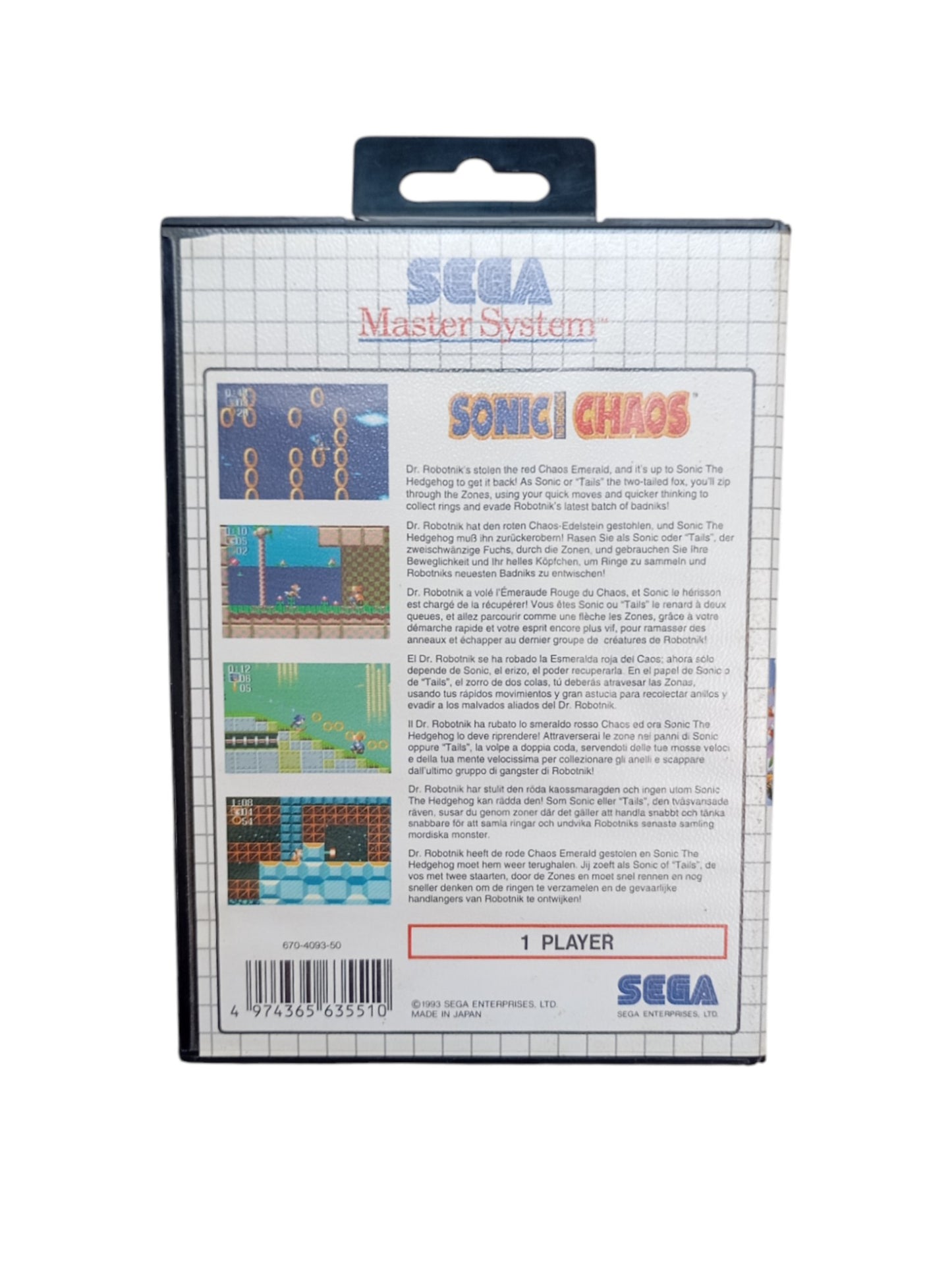 Sonic Chaos – Sega Master System (sans notice)