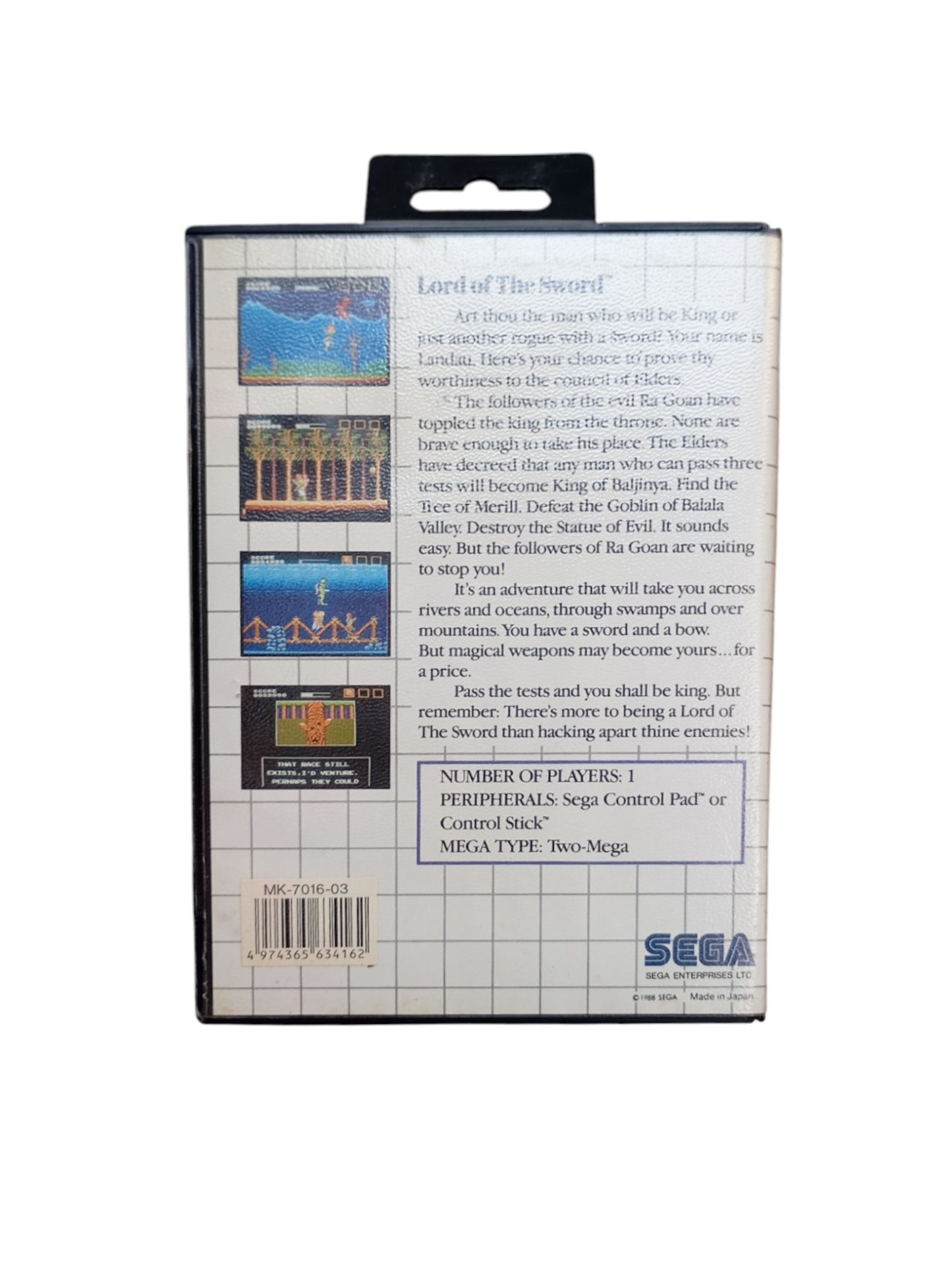 Lord of the Sword – Sega Master System (sans notice)