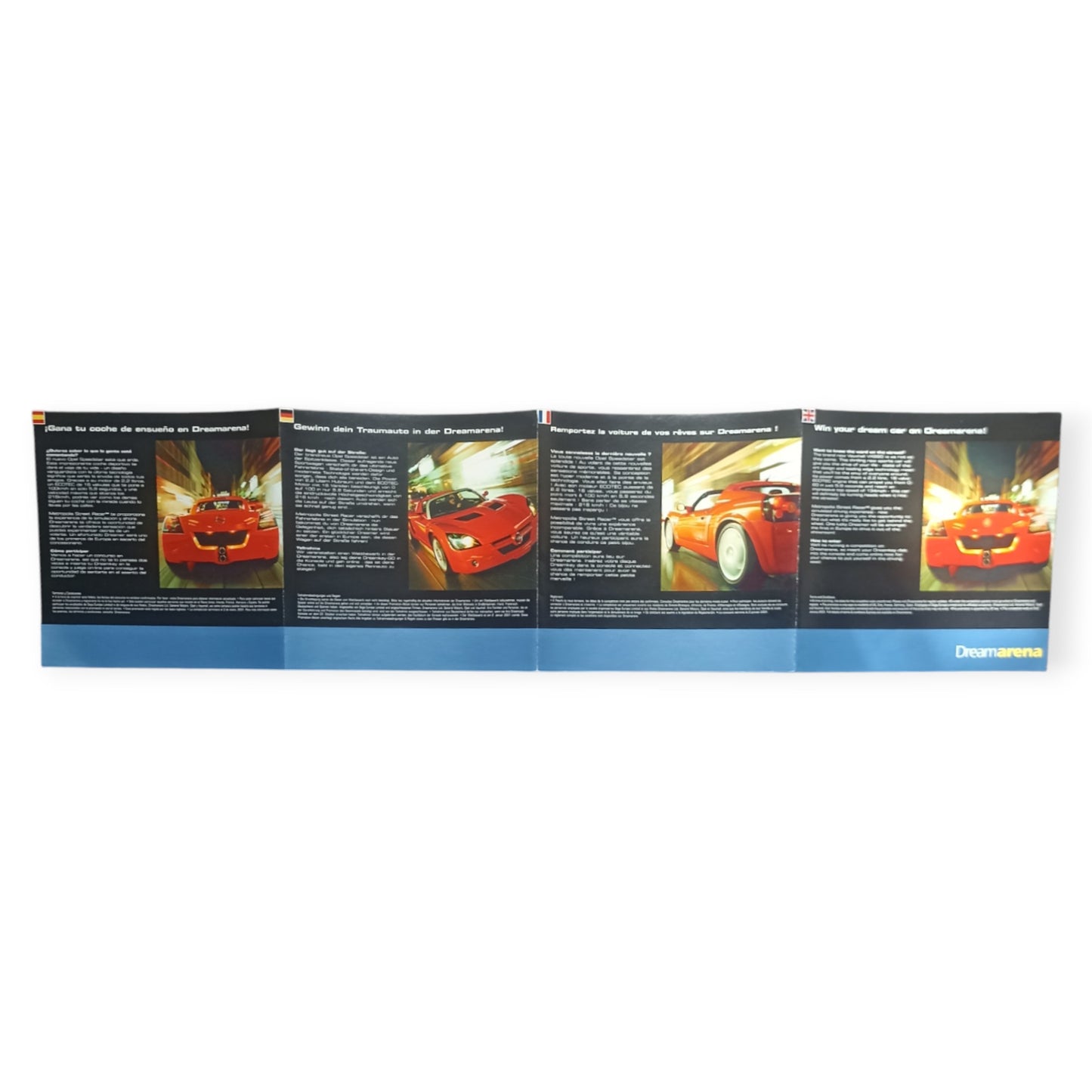 Flyer promotionnel Dreamarena – Concours voiture & service en ligne officiel (édition 1999)