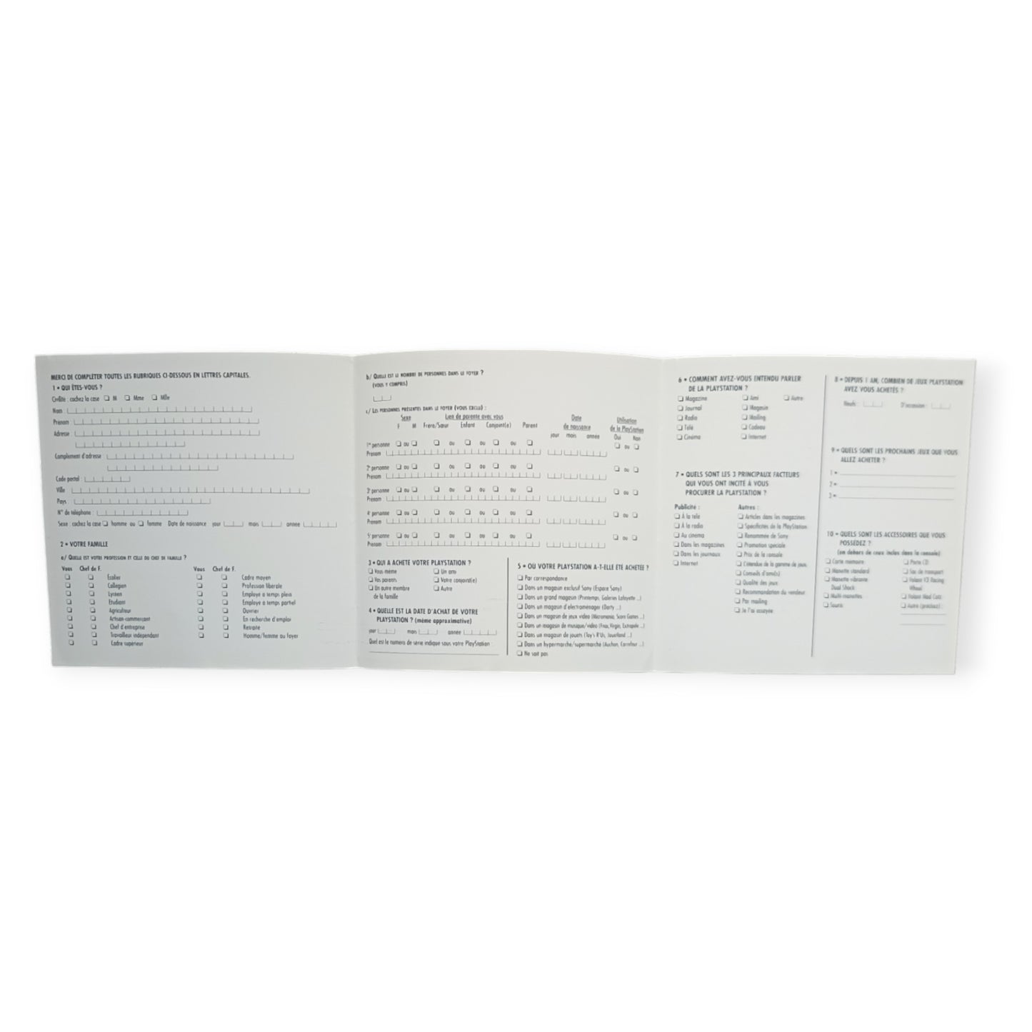 Insert officiel Sony Computer Entertainment Europe – PAL FR (1997–1999) Playstation 1 (PS1)