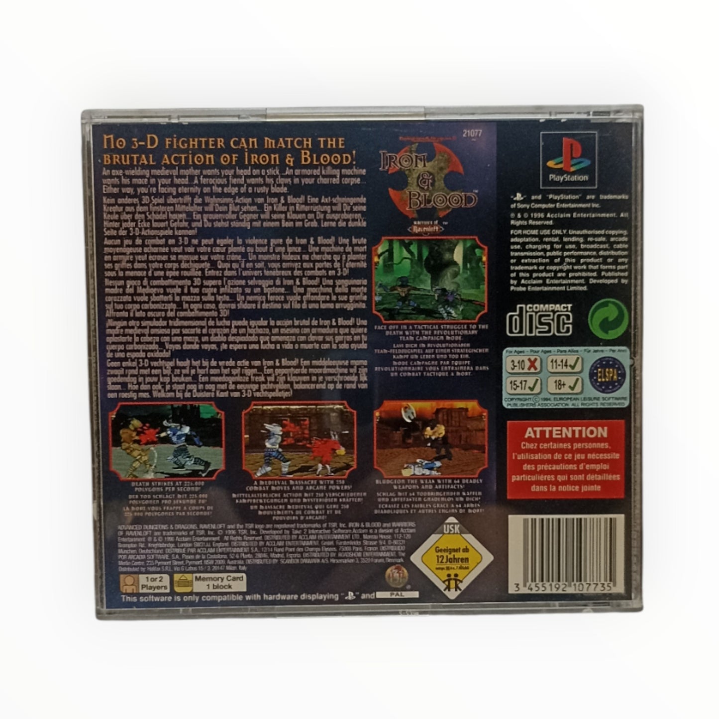 Iron & Blood: Warriors of Ravenloft – PlayStation 1 – Sans Notice