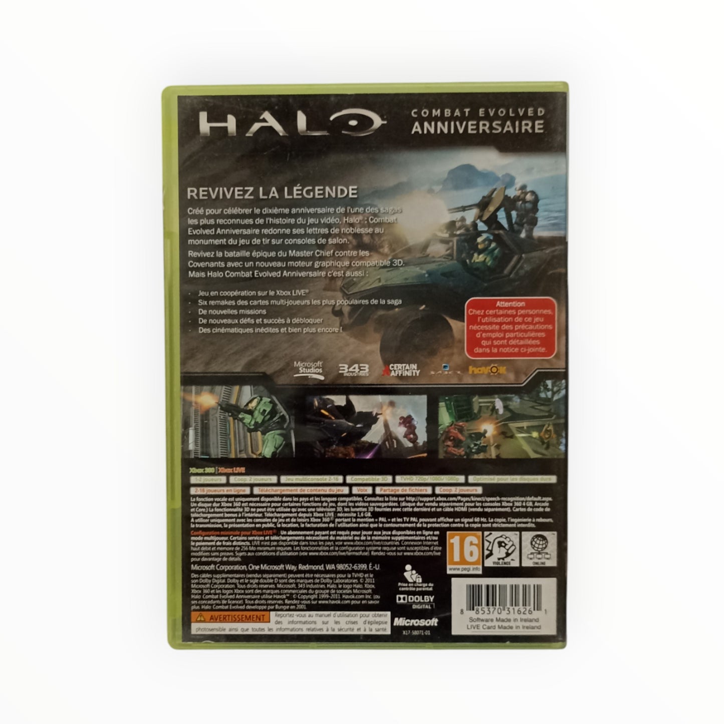 Halo: Combat Evolved Anniversary – Xbox 360 – Complet (boîte + disque + notice)